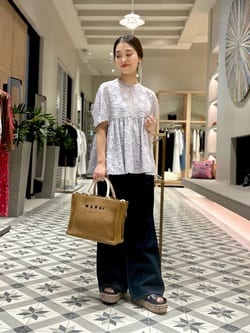 マーガレットカットジャカード ウエストギャザーブラウス（Ballsey