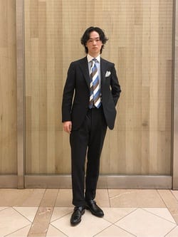 山栄 ピンストライプ 3ボタン スーツ