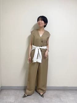 conte＞フロントボタン Vネックオールインワン