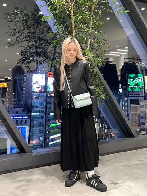 ラムスキン レザー 長袖 カーディガンプレッション ｜agnès b. FEMME