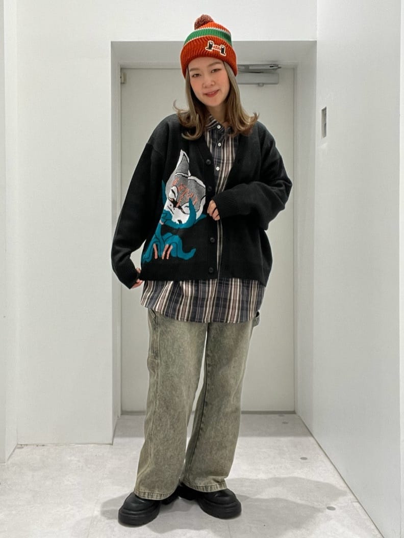 猫草｜ウォッシャブルジャカードニットカーディガン｜ユニセックス