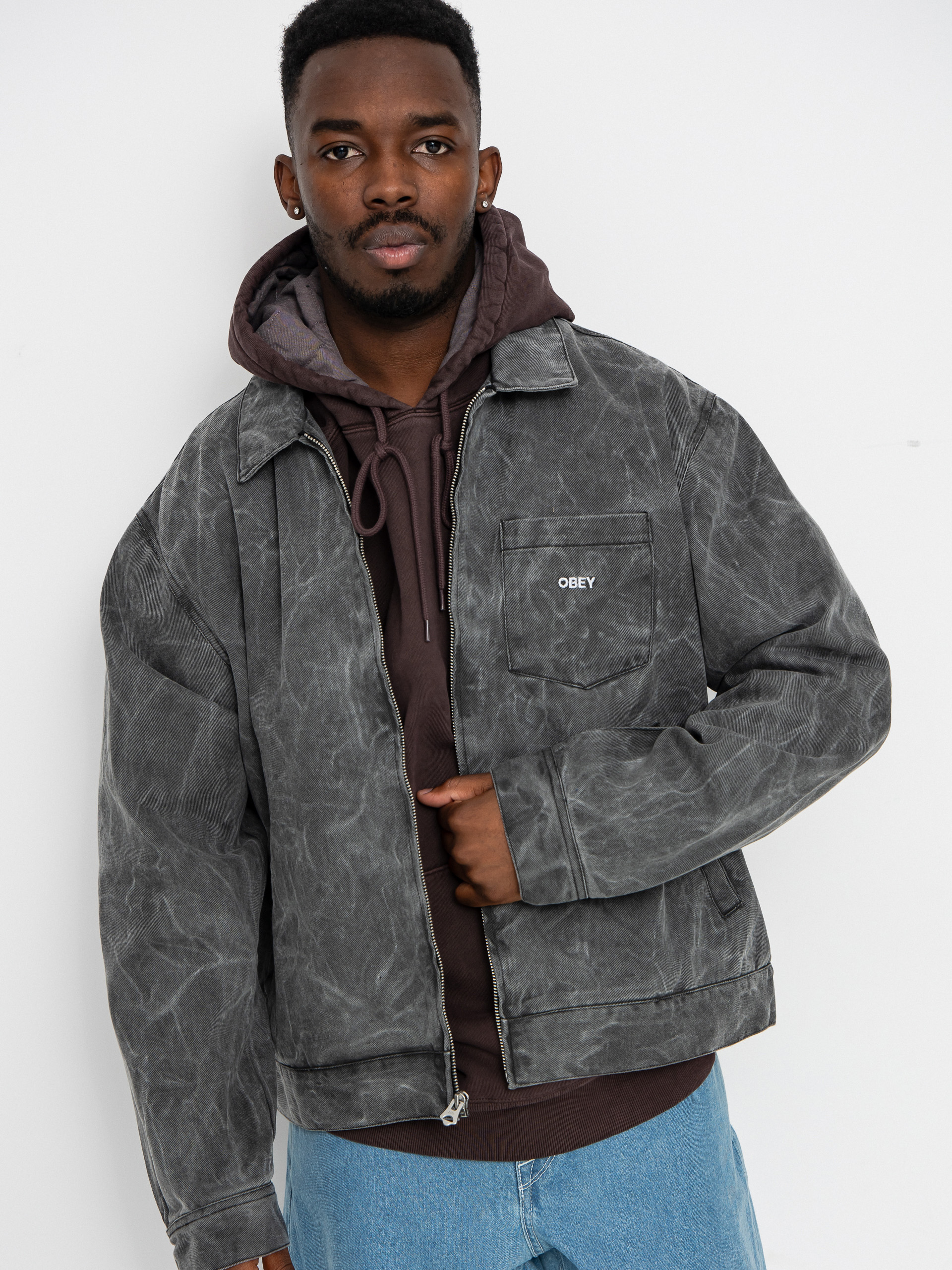 OBEY Obey Workman Zip Jacket - grey (black wrinkle wash)