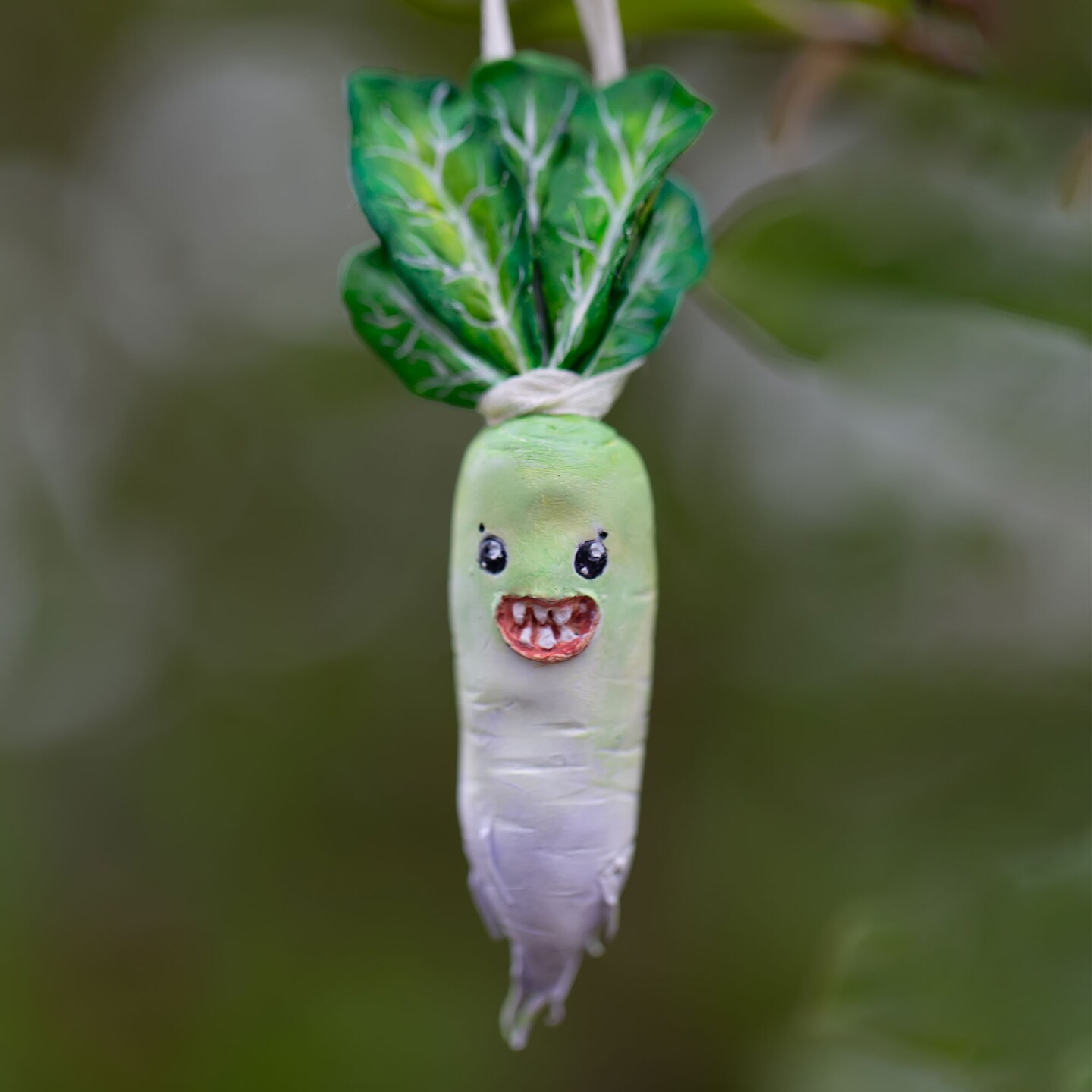 Excited Daikon Radish, unique polymer clay ornament | MakerPlace