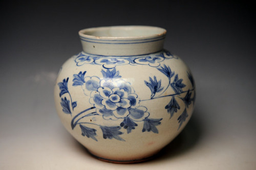 李朝 染付 花文壺 朝鮮古美術 | 骨董品買取 古美術遊美 西宮・芦屋・宝塚