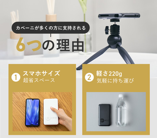 カベーニ スマホサイズのプロジェクター アプリ内蔵 コードレス | UENO