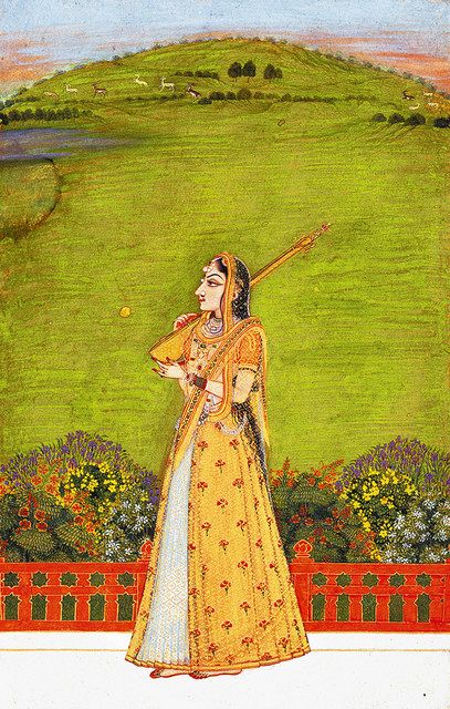 インド細密画＞（上）「楽器を持つ女」 小さな画面 一対一で対話：東京