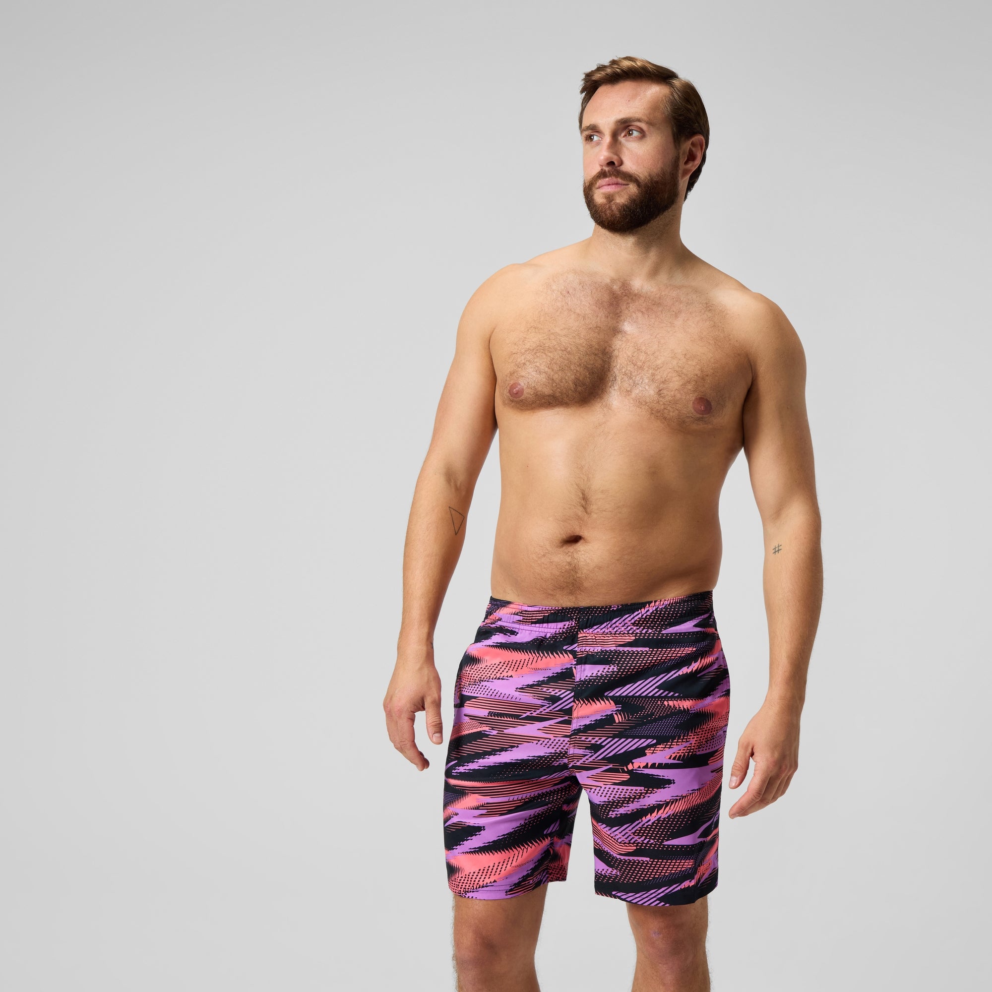 Men's Xpress Lite 18'' Allover Swim Shorts Black/Pink | Speedo UK
