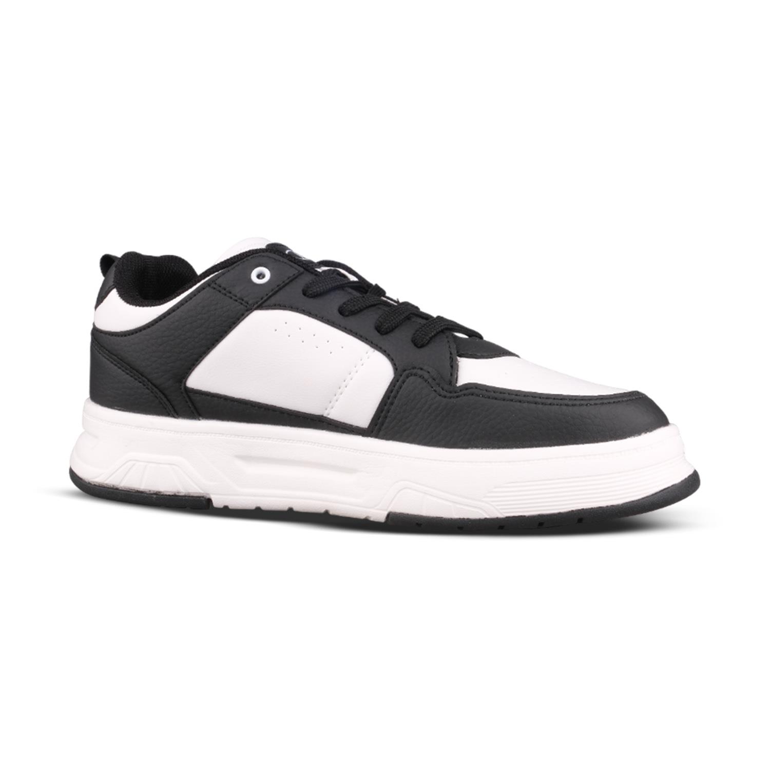 Erkek Bağcıklı Siyah-Beyaz Sneaker