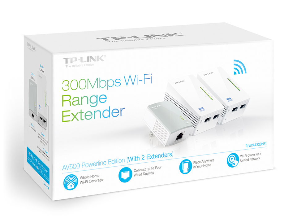 TL-WPA4220NET | 300Mbps Wi-Fi Range Extender, AV500 Powerline