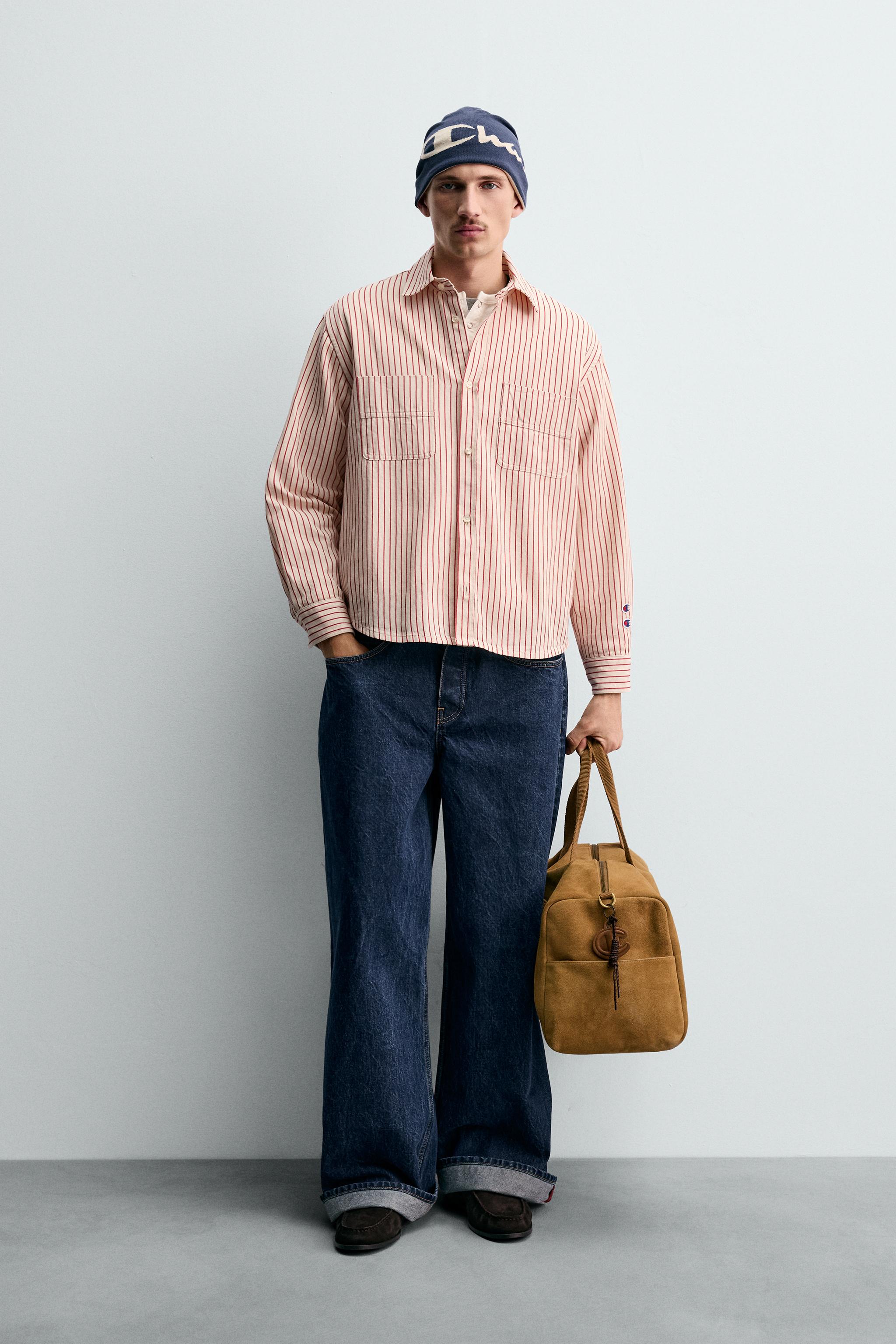 STRIPED SHIRT CHAMPION ® X ZARA - White / Red | ZARA United States