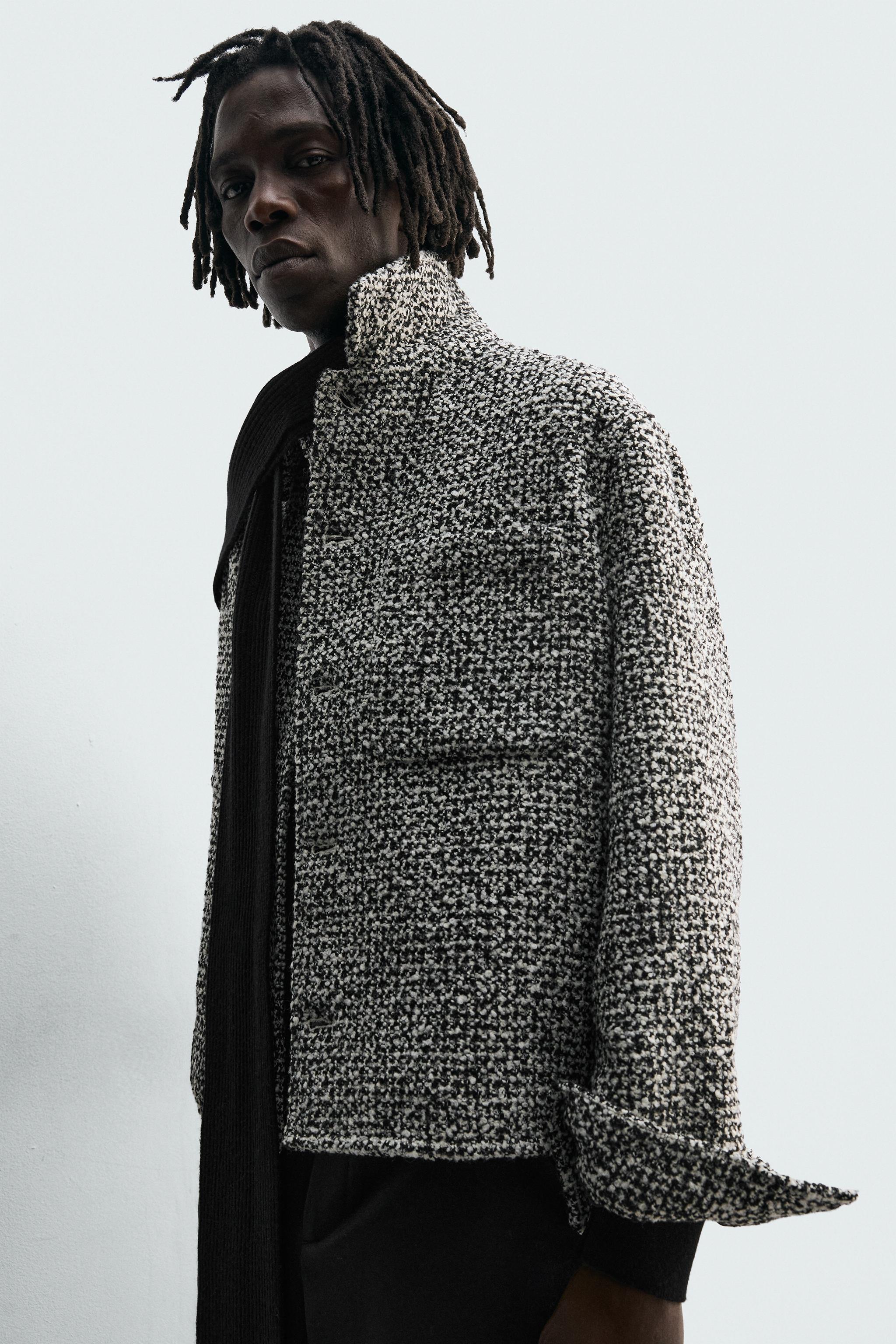 テクスチャードポケットシャツジャケット - ホワイト/ブラック | ZARA