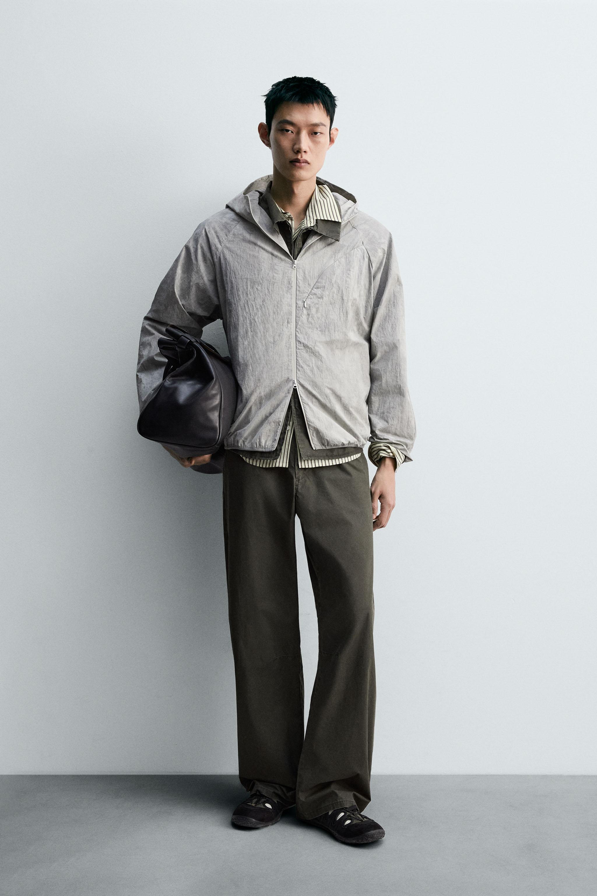 ウォッシュ加工プリントテクニカルジャケット - グレー | ZARA Japan