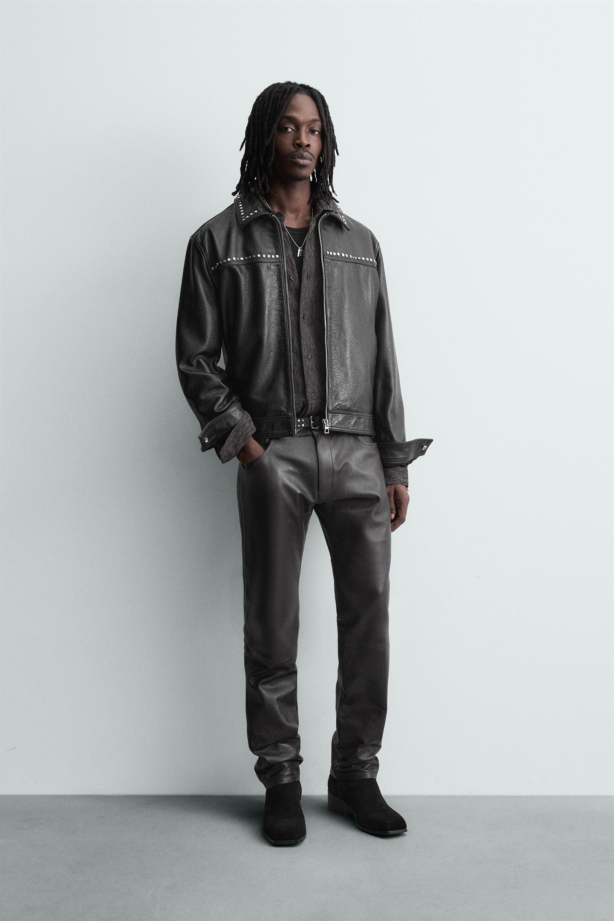 STUDDED LEATHER JACKET - Black | ZARA United States