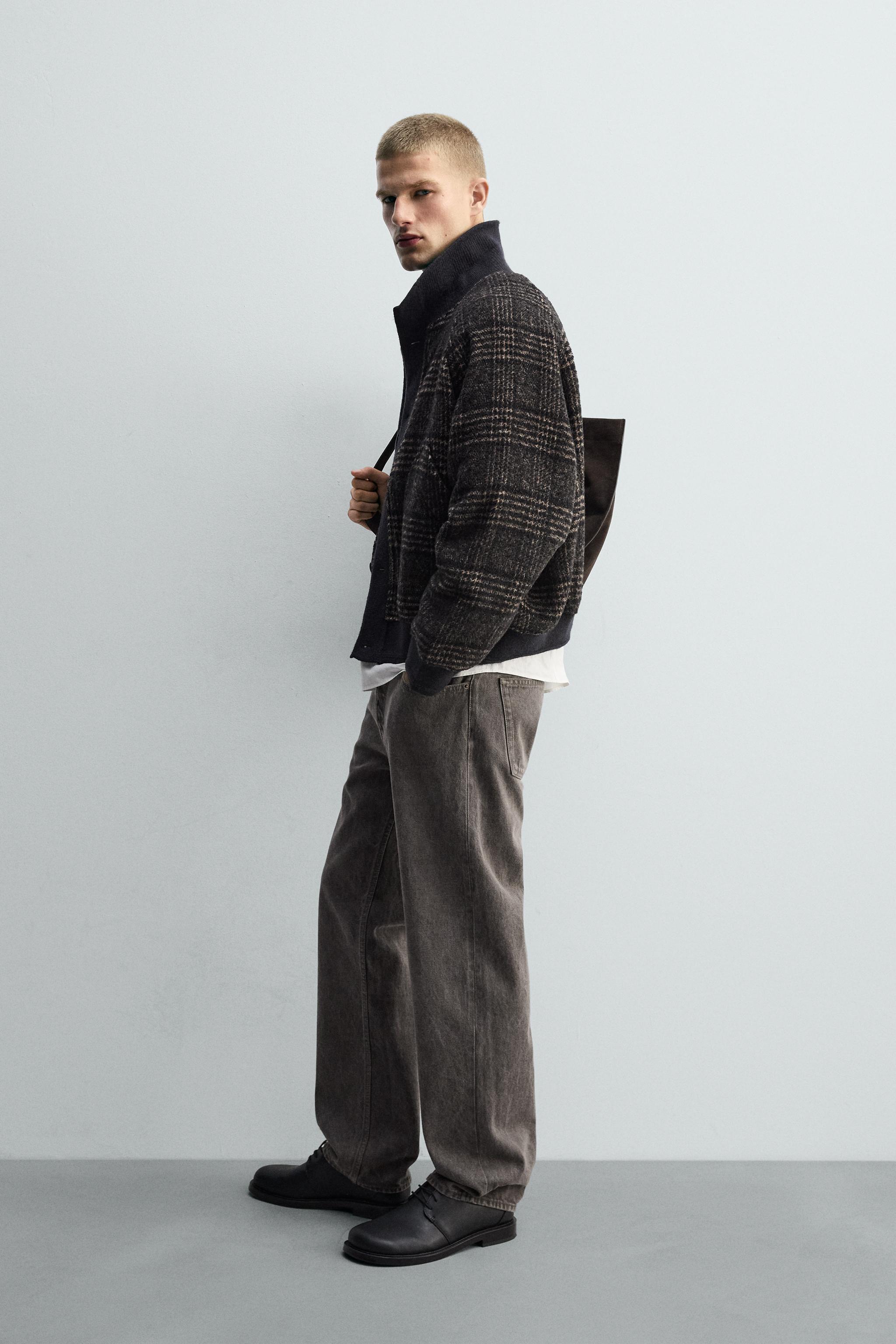 リブ襟切り替えジャケット - ブラック/ブラウン | ZARA Japan / 日本