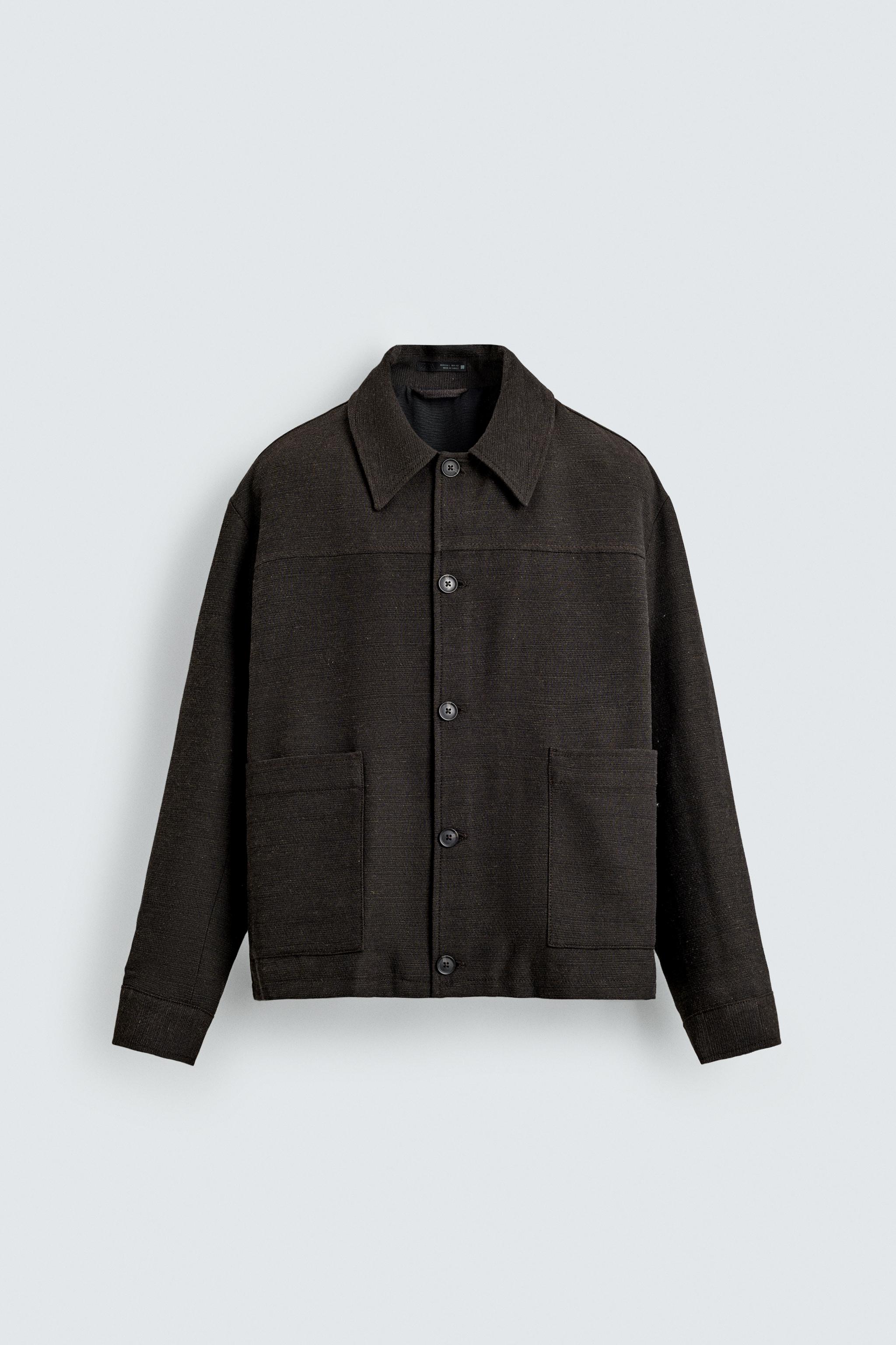 ポケット テクスチャードシャツジャケット - ブラウン | ZARA Japan / 日本