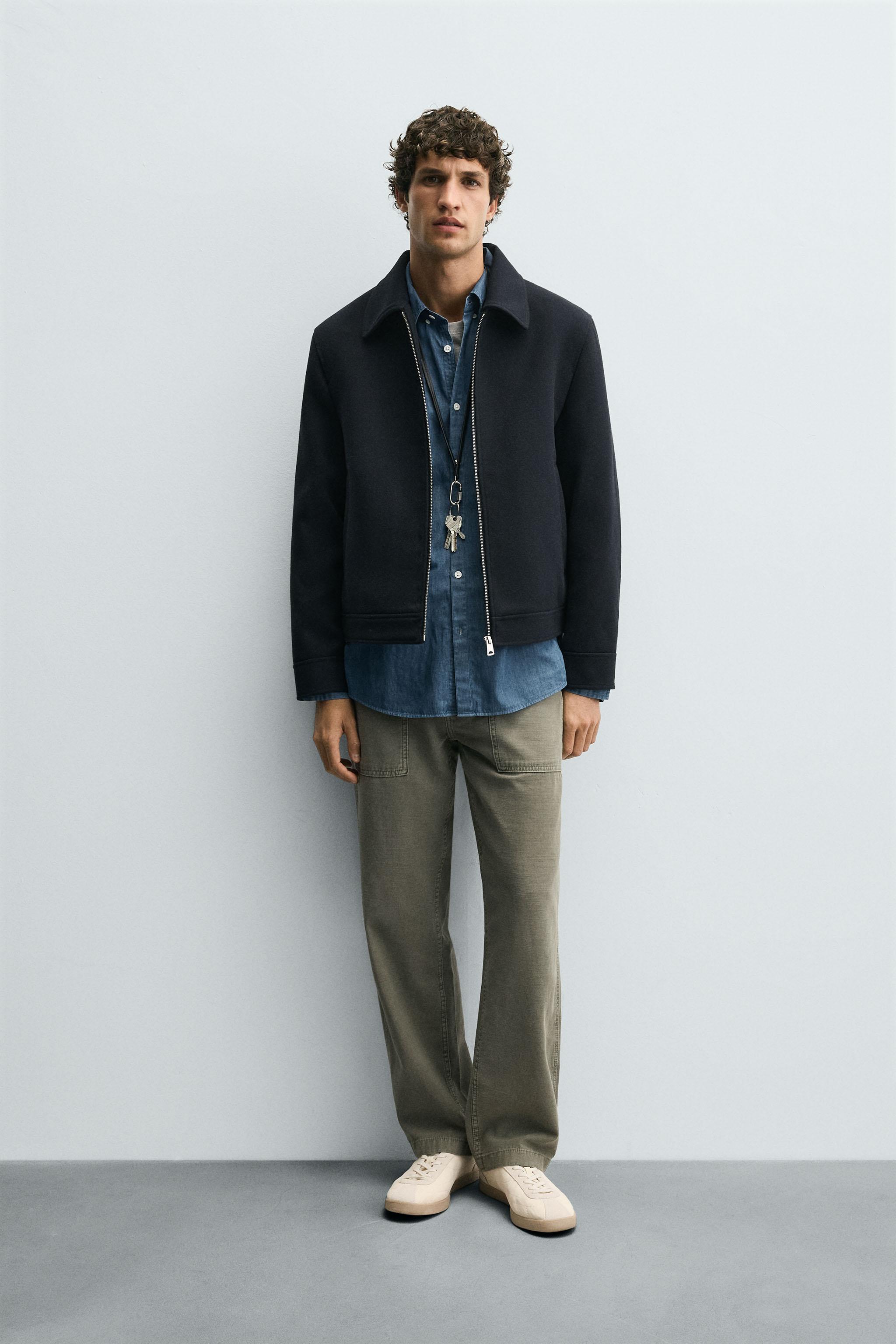 ジッパー付きウールジャケット - ネイビーブルー | ZARA Japan / 日本