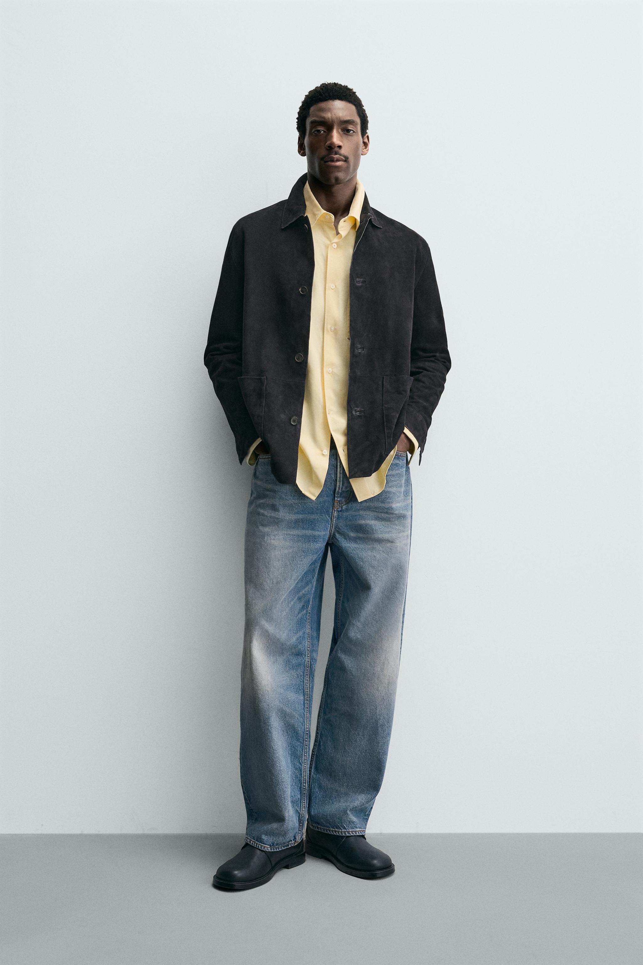 スエード レザーシャツジャケット - ネイビーブルー | ZARA Japan / 日本