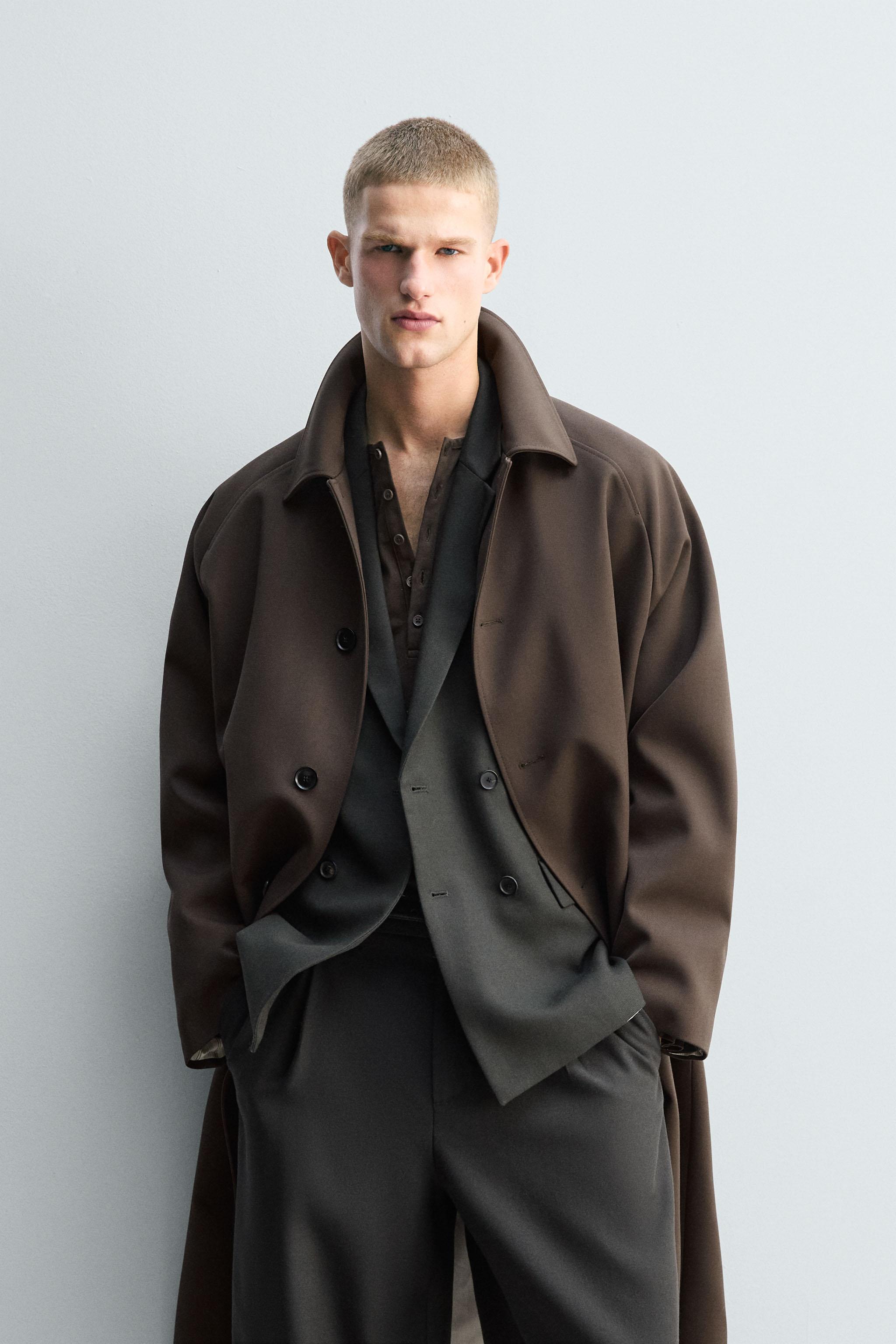 ウール混ロングトレンチコート LIMITED EDITION - ブラウン | ZARA