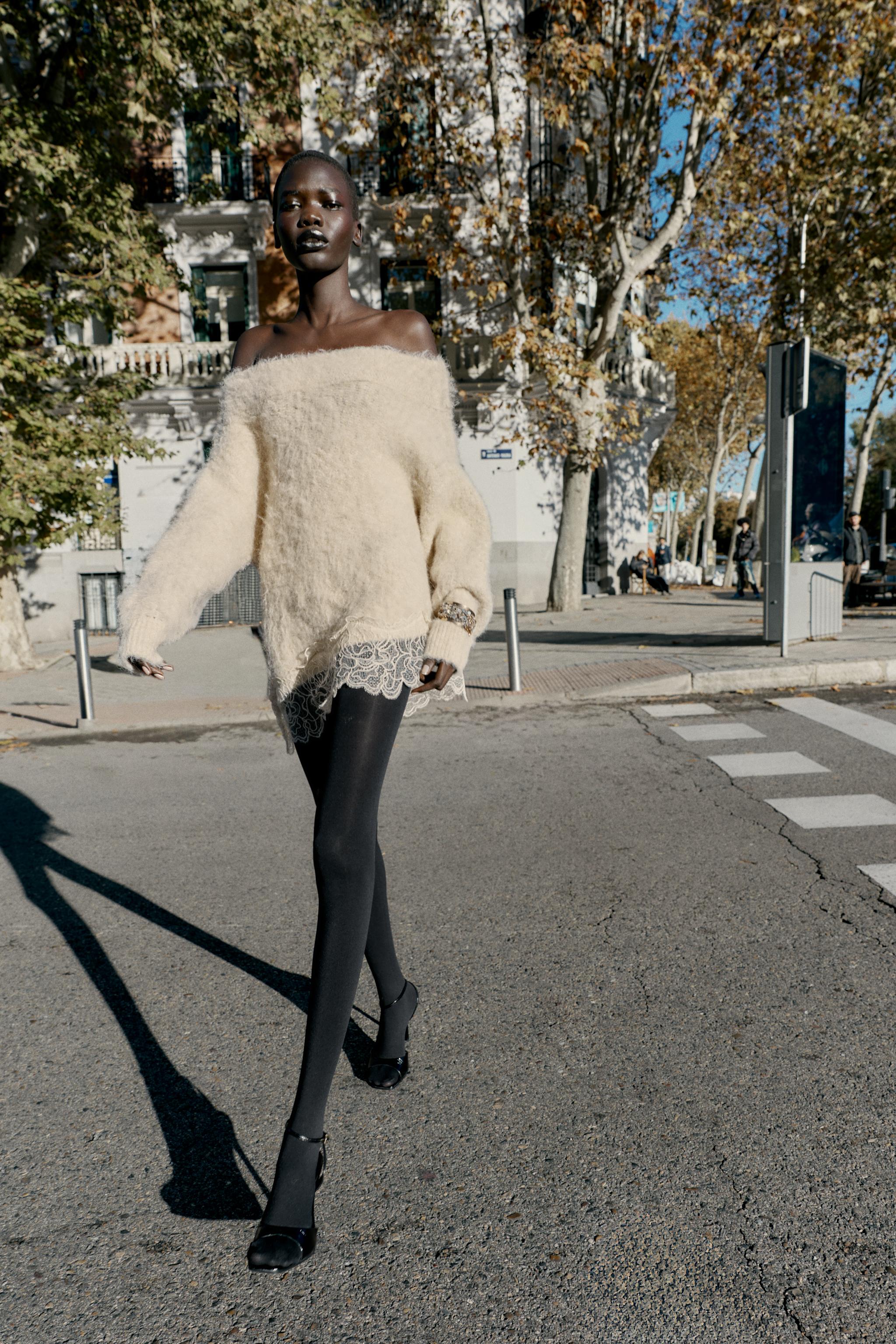 レースコンビニットセーター - エクリュ | ZARA Japan / 日本