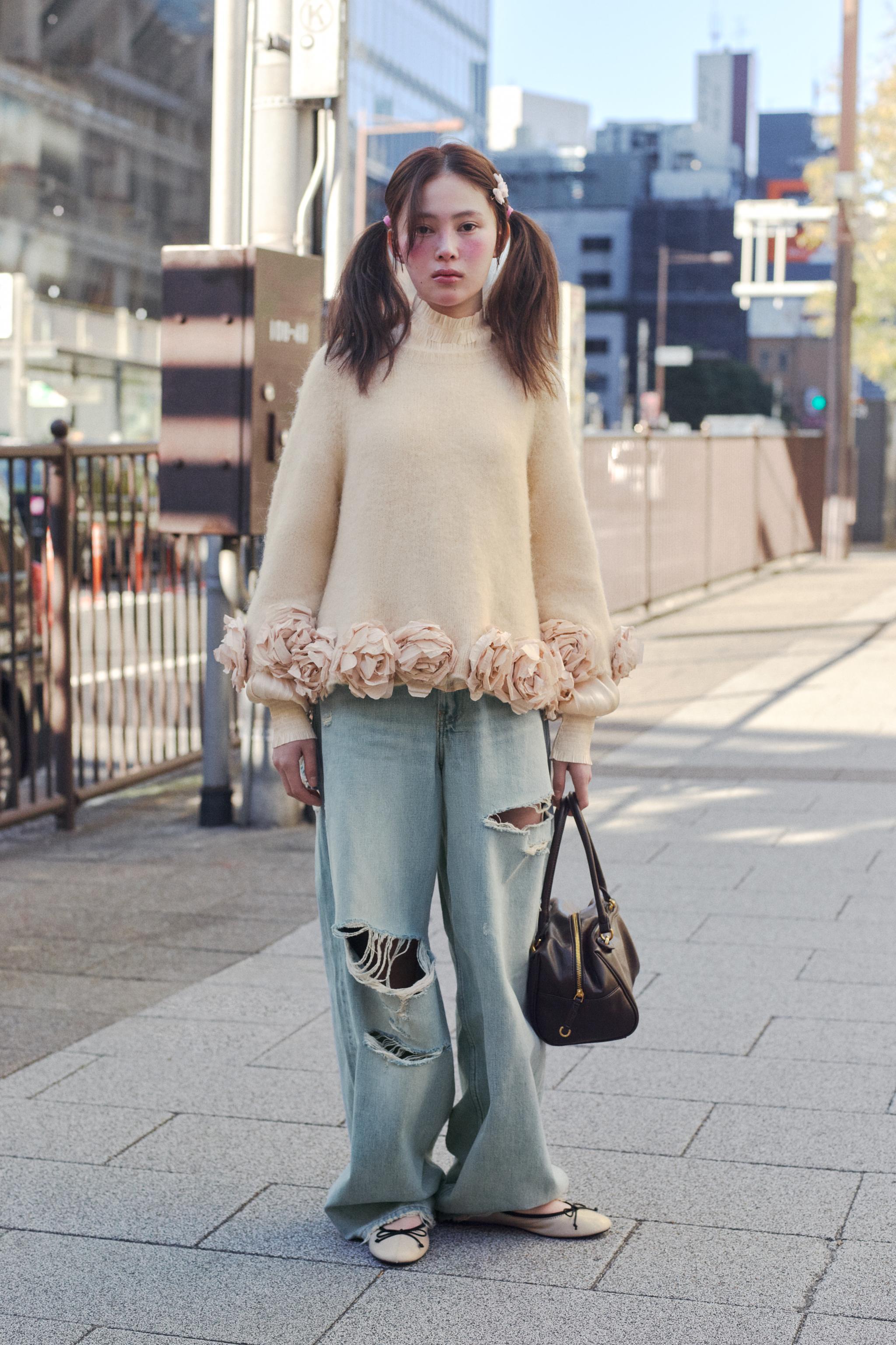 TRF ミッドライズ折り返しウエストデニムパンツ - ライトブルー | ZARA