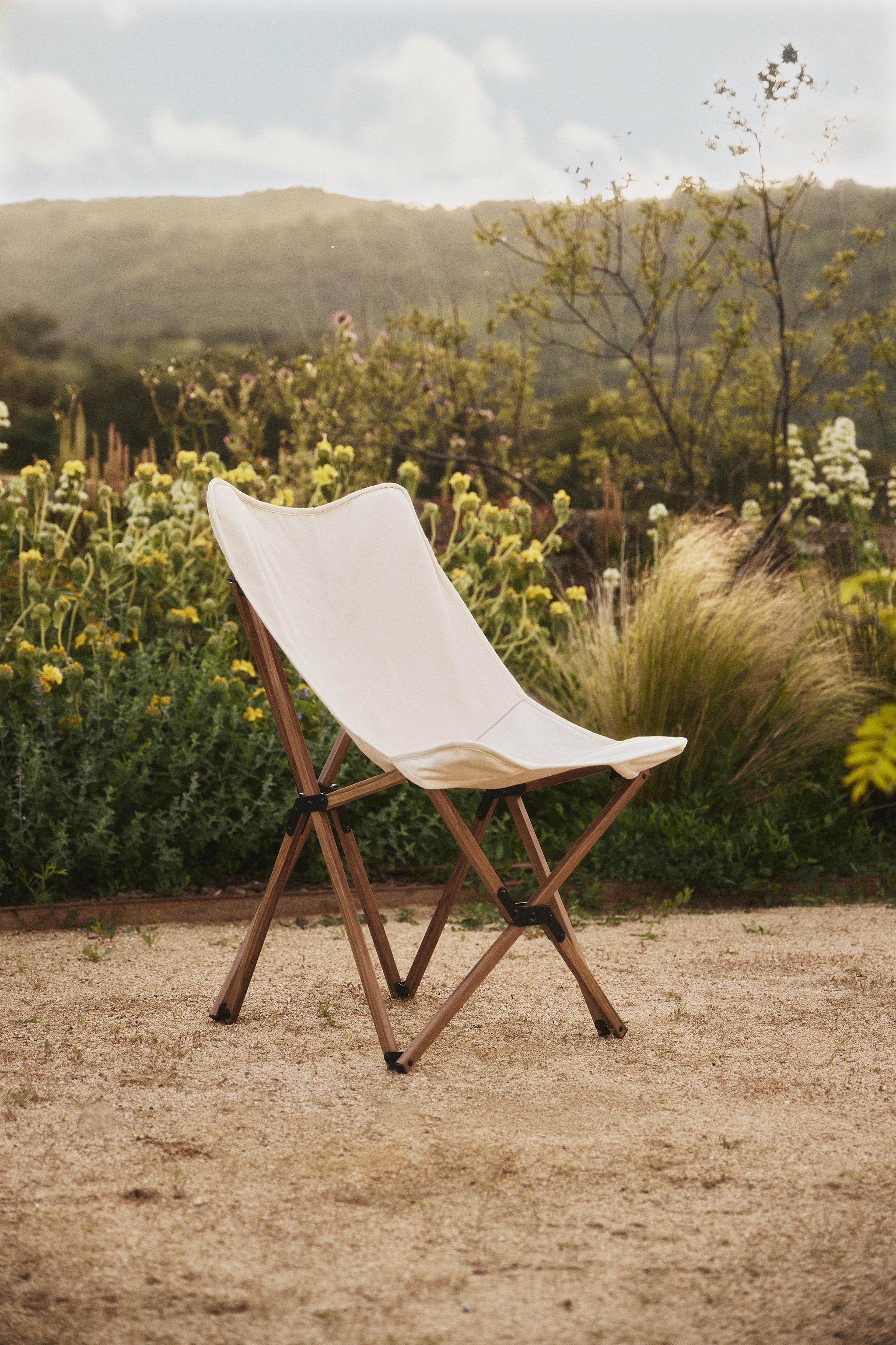 FOLDING ALUMINUM AND CANVAS CHAIR - Light beige | ZARA United States