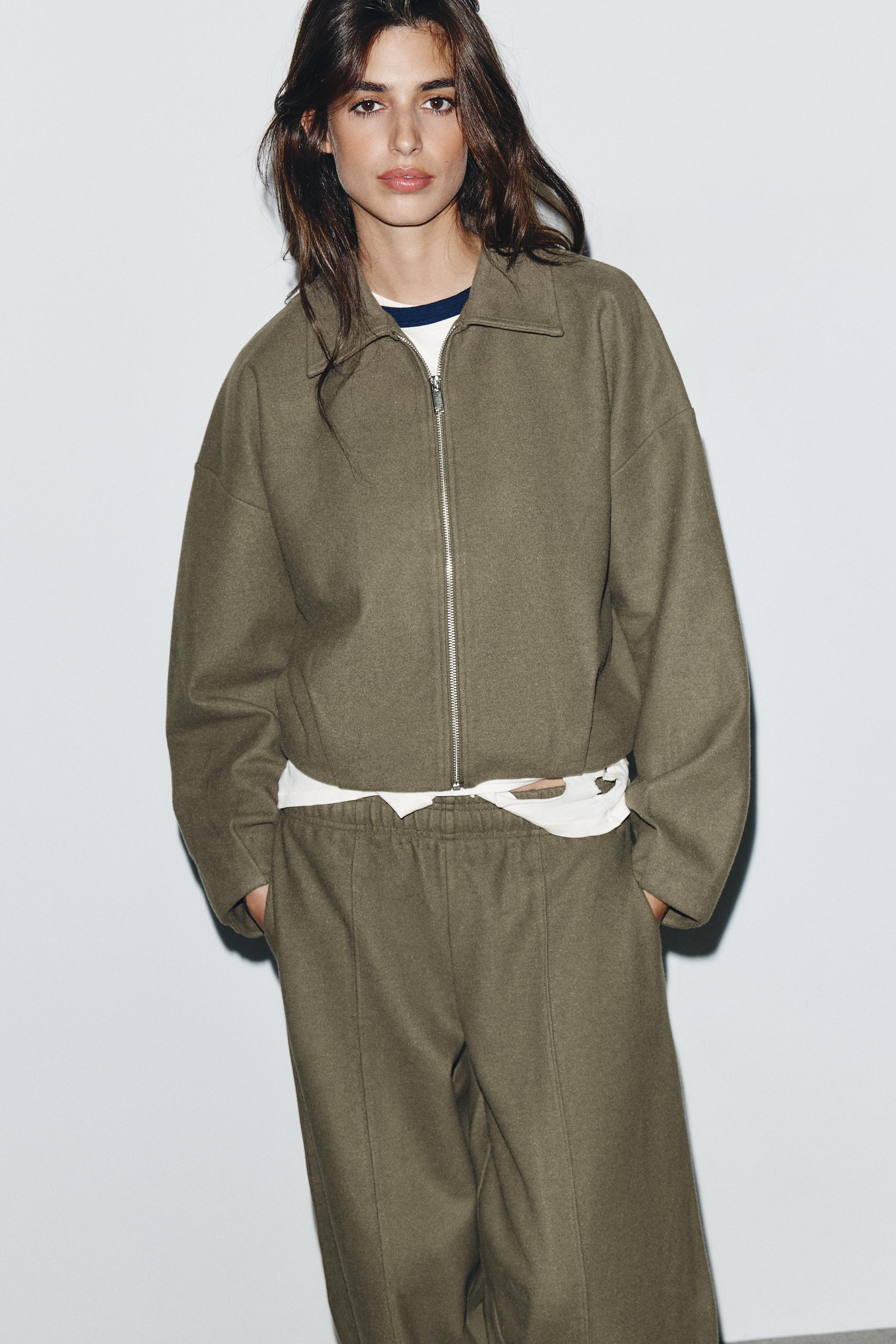 ZIPPERED SOFT BOMBER JACKET - Khaki | ZARA United States