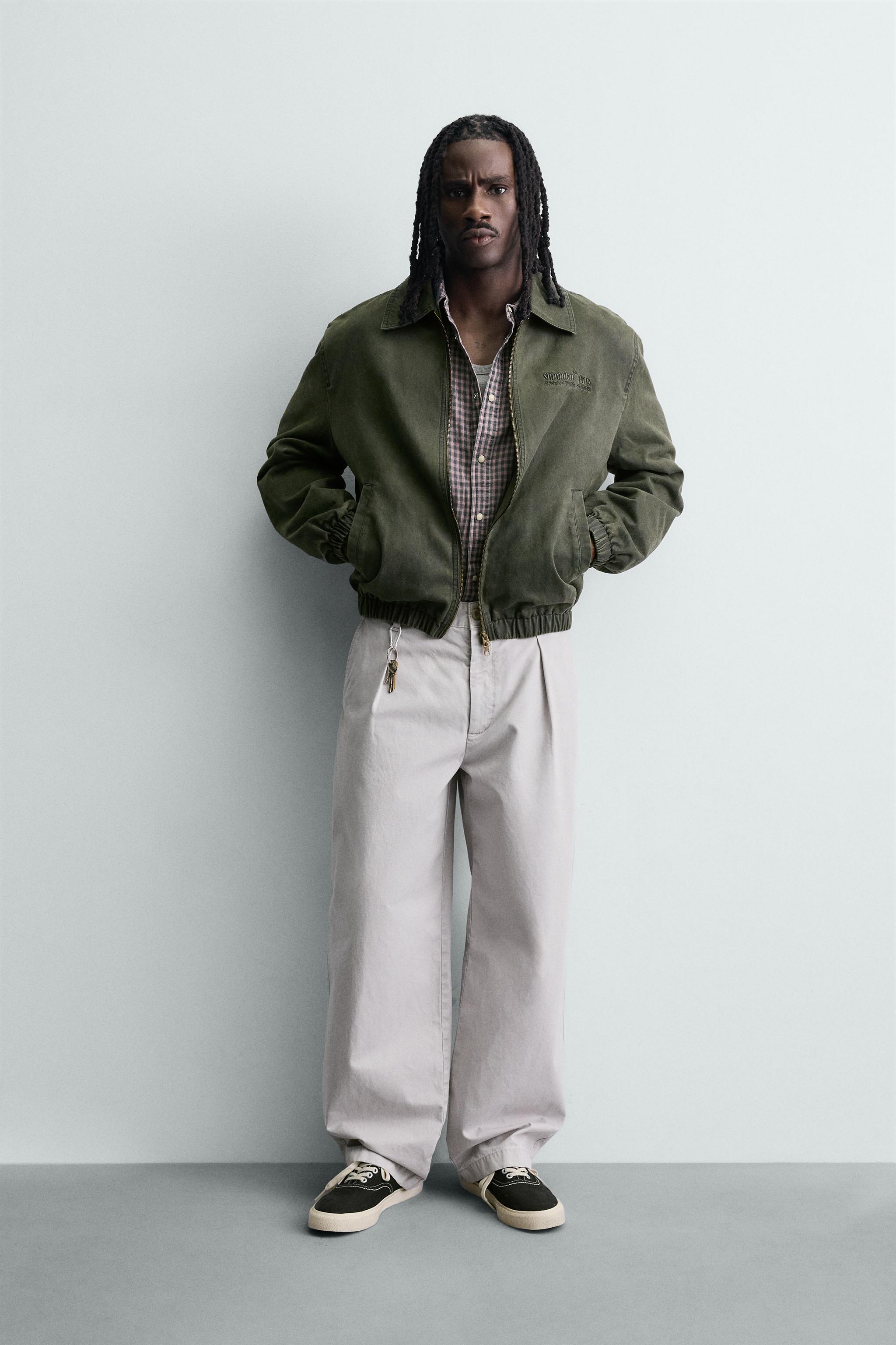 ウォッシュド フェイクスエード ジャケット - グリーン | ZARA Japan