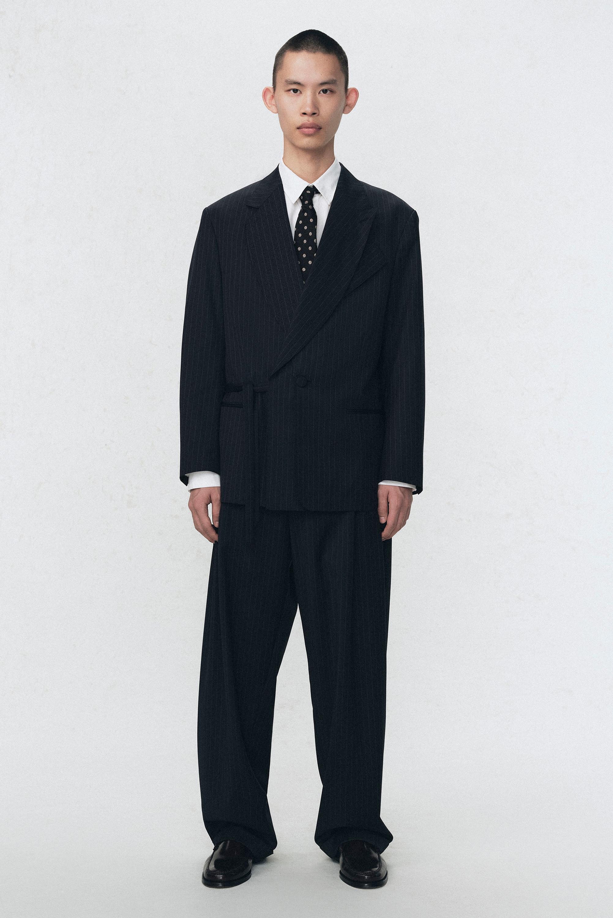 Soshiotsuki x ZARA ピンストライプ柄スーツブレザー - ネイビーブルー