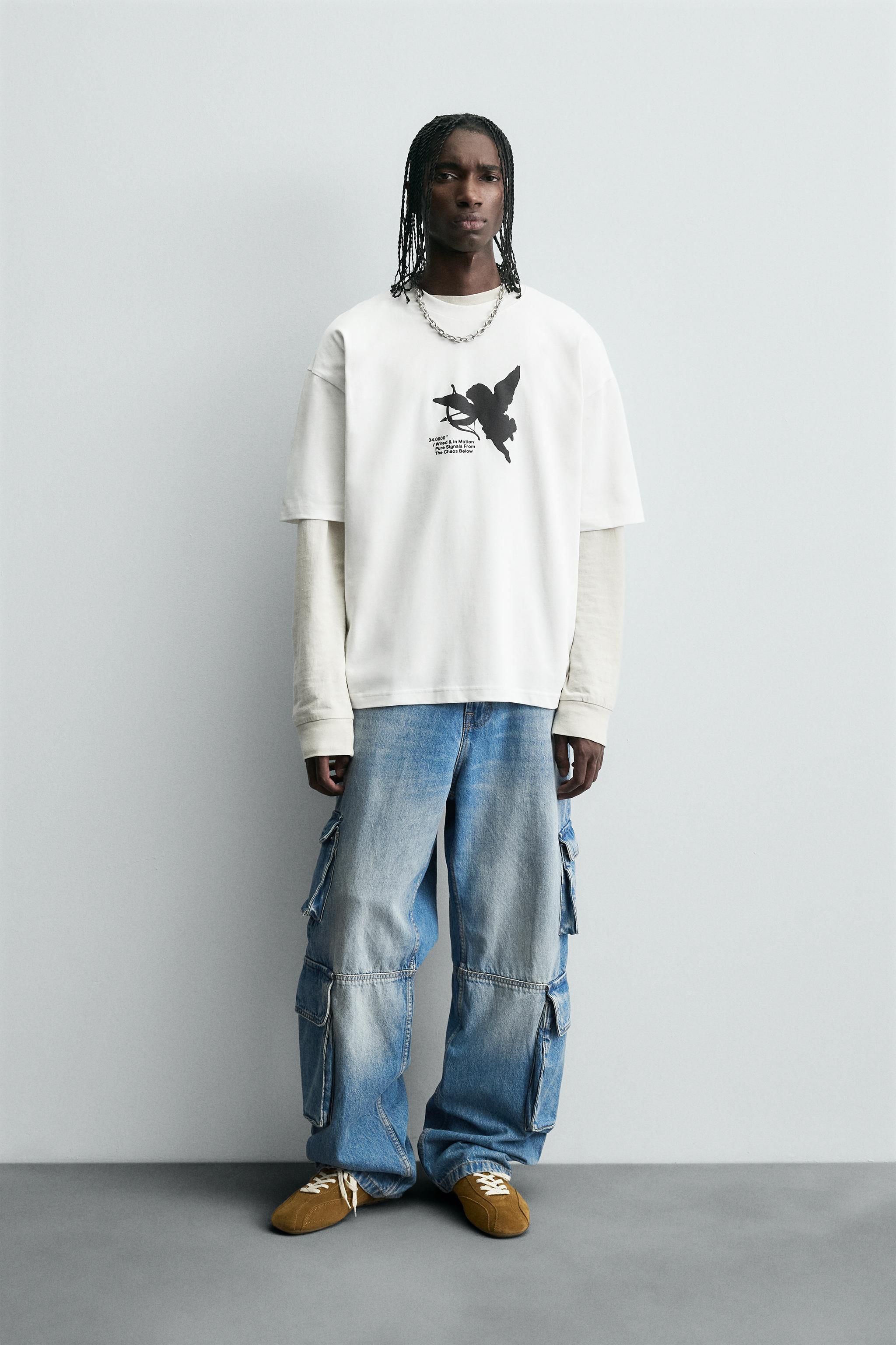 RUBBERIZED PRINTS T-SHIRT - Oyster-white | ZARA United States