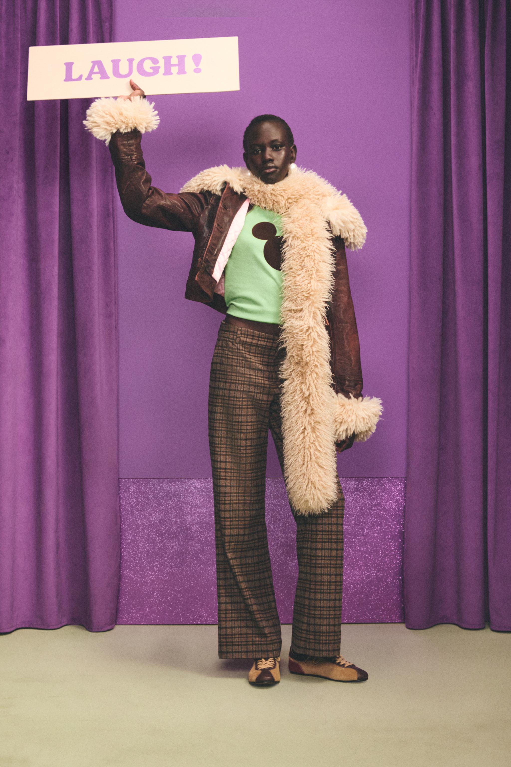 HARRY LAMBERT FOR ZARA X DISNEY チェック柄FLAREフィットパンツ