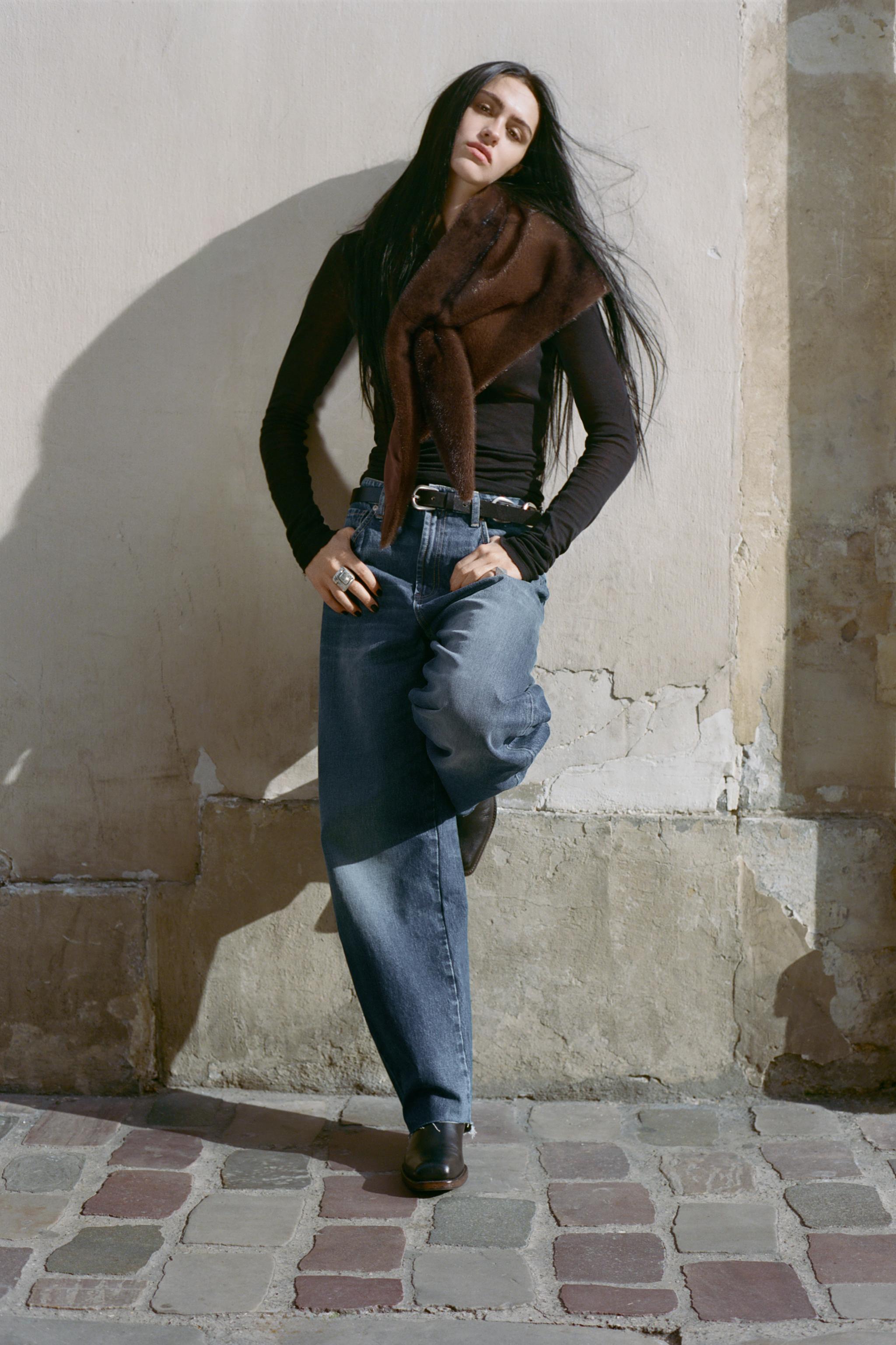 TRF ハイウエストバレルデニムパンツ - ネイビーブルー | ZARA Japan