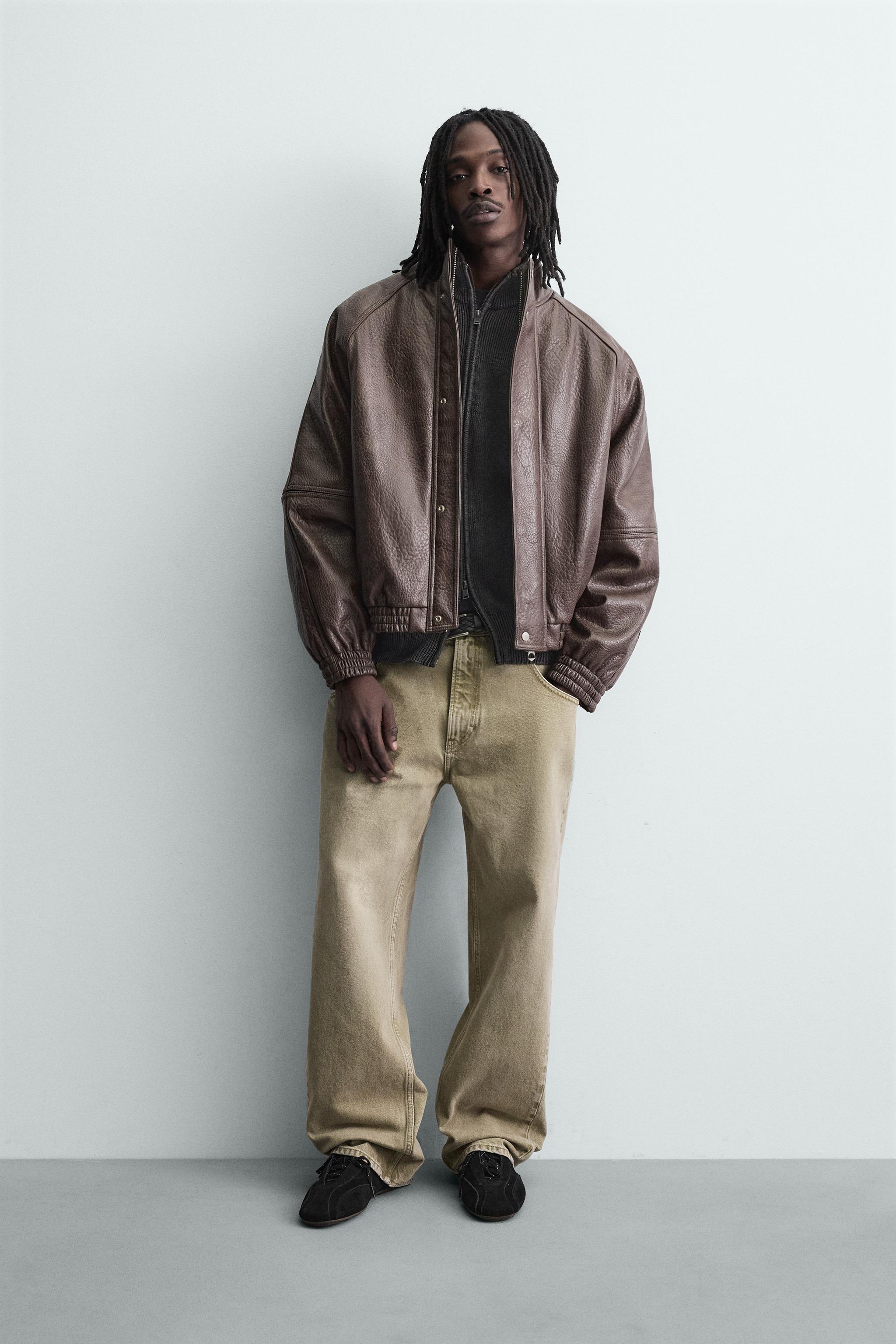 ヴィンテージフェイクレザー ジャケット - ダークゴールデンブラウン