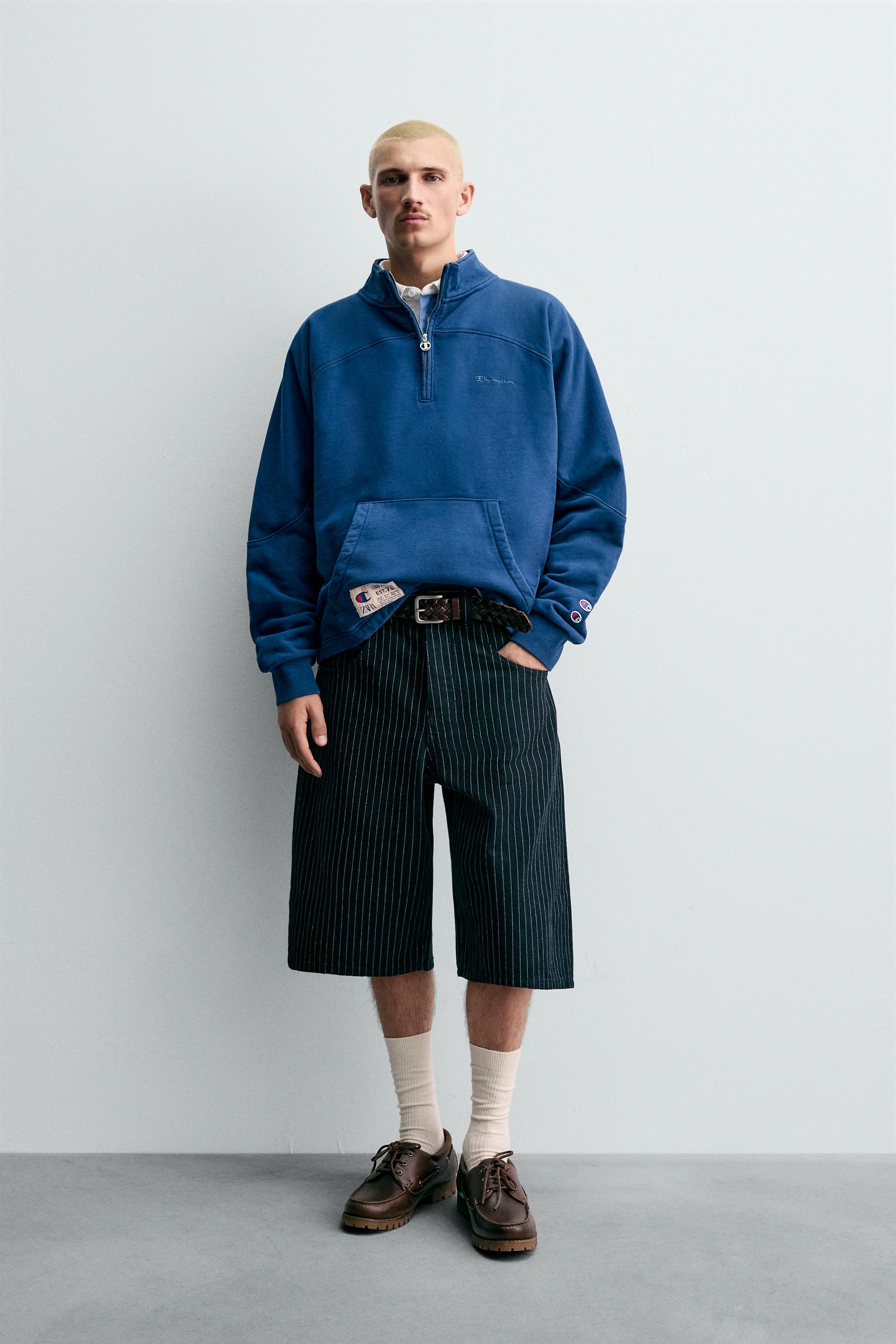 CHAMPION ® X ZARA ジッパーネック スウェットシャツ - ネイビーブルー