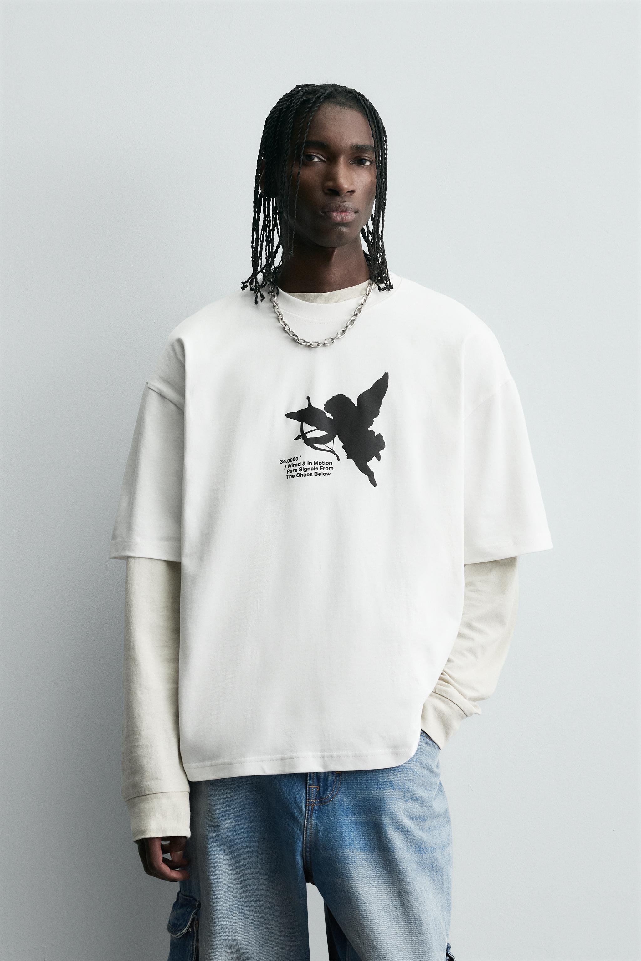 RUBBERIZED PRINTS T-SHIRT - Oyster-white | ZARA United States