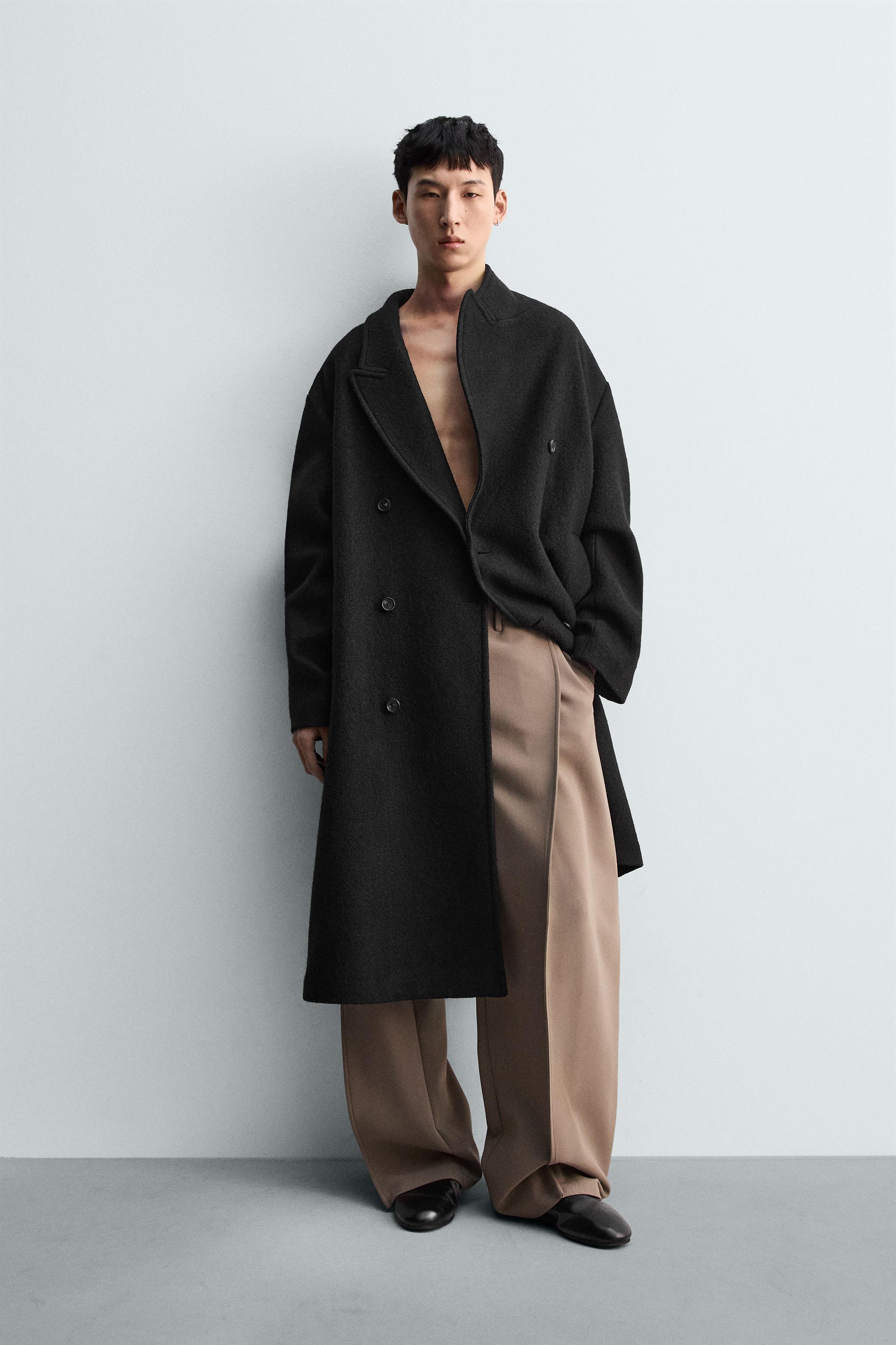 ブークレテクスチャーダブルブレストコート - ブラック | ZARA Japan