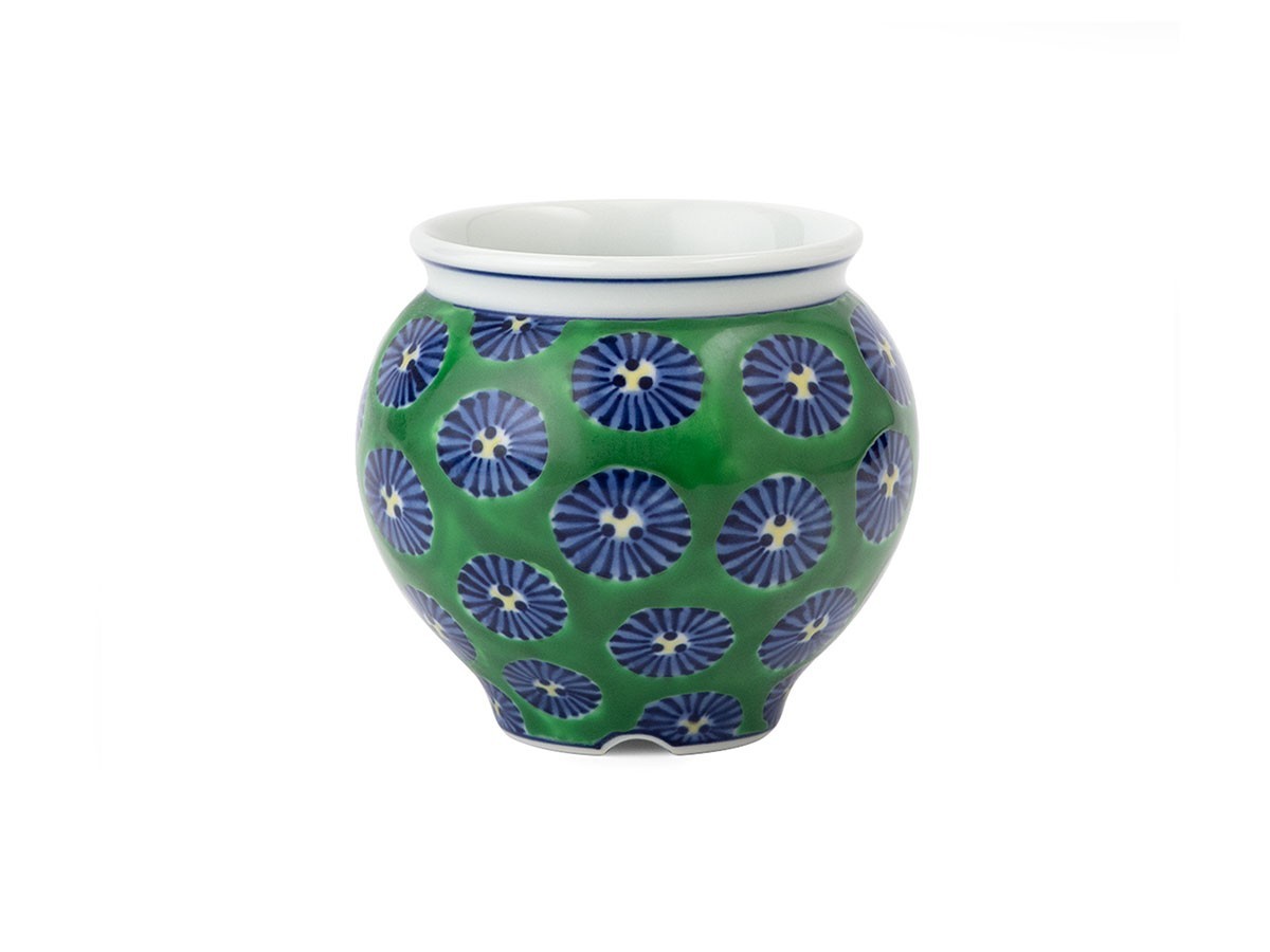 源右衛門窯 緑彩松葉紋 植木鉢 / げんえもんがま 緑彩松葉紋 植木鉢