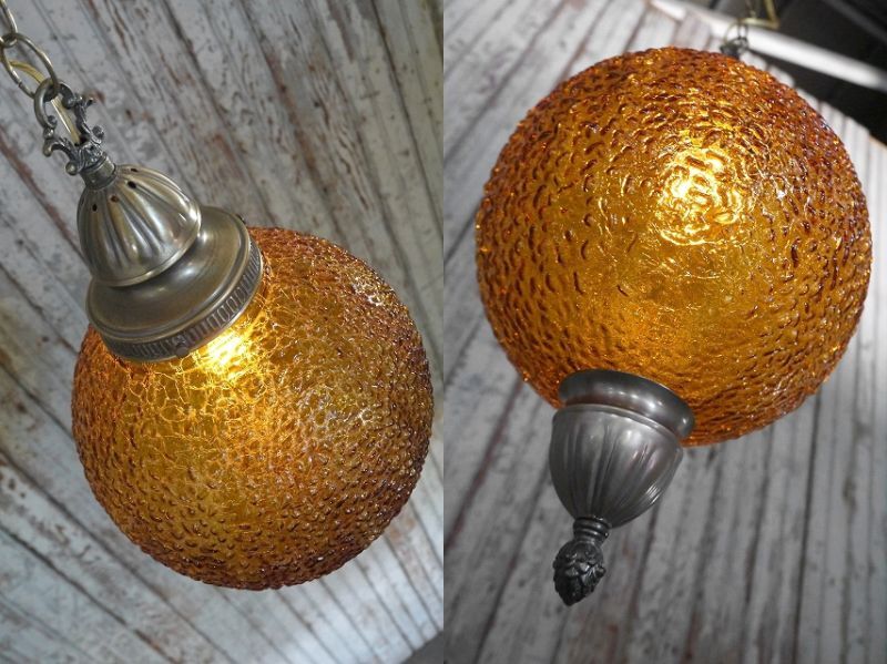 アンティーク アンバーガラス 吊り下げランプ - STAGE ANTIQUE