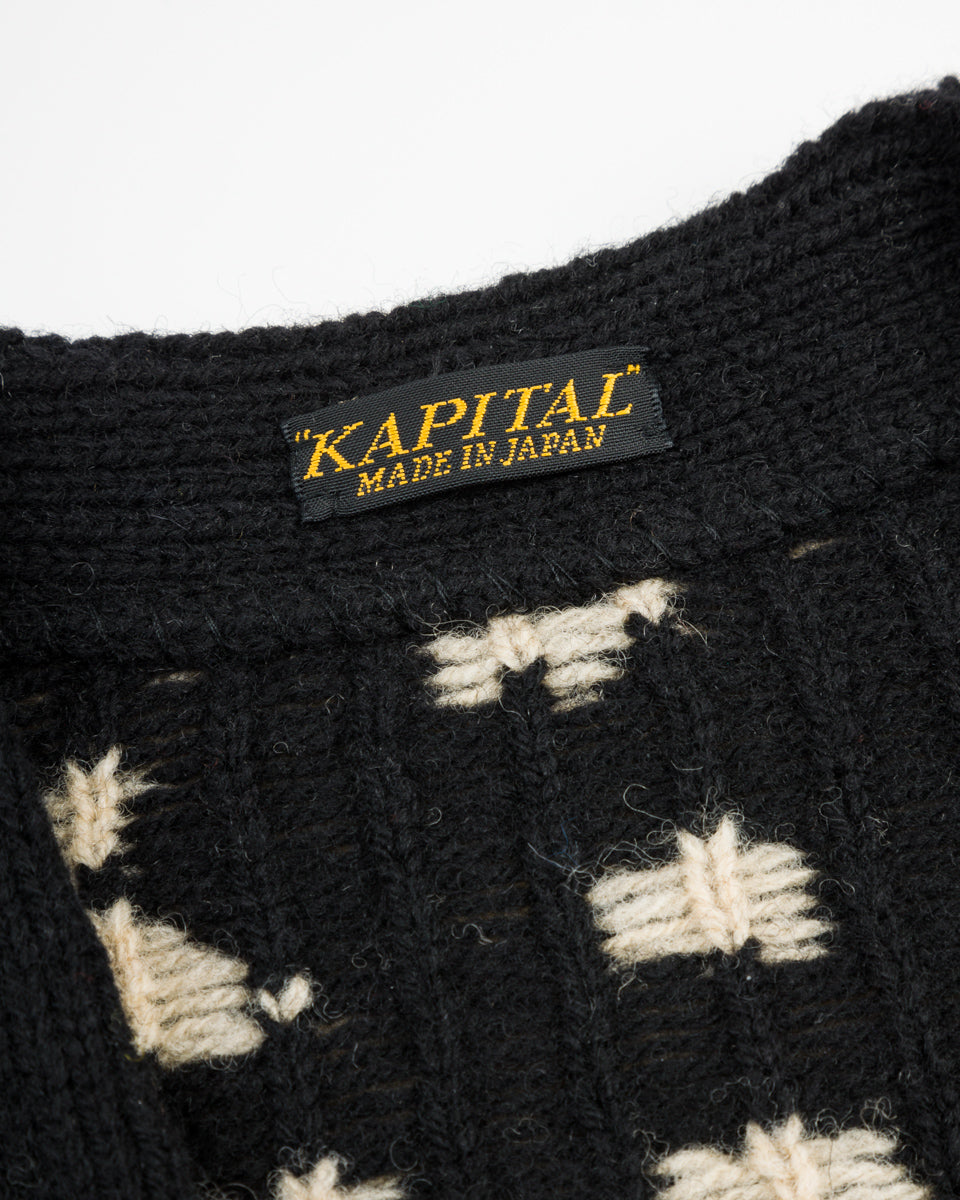 Kapital 5G Wool BONE Short Cardigan - Black 3 – Standard & Strange