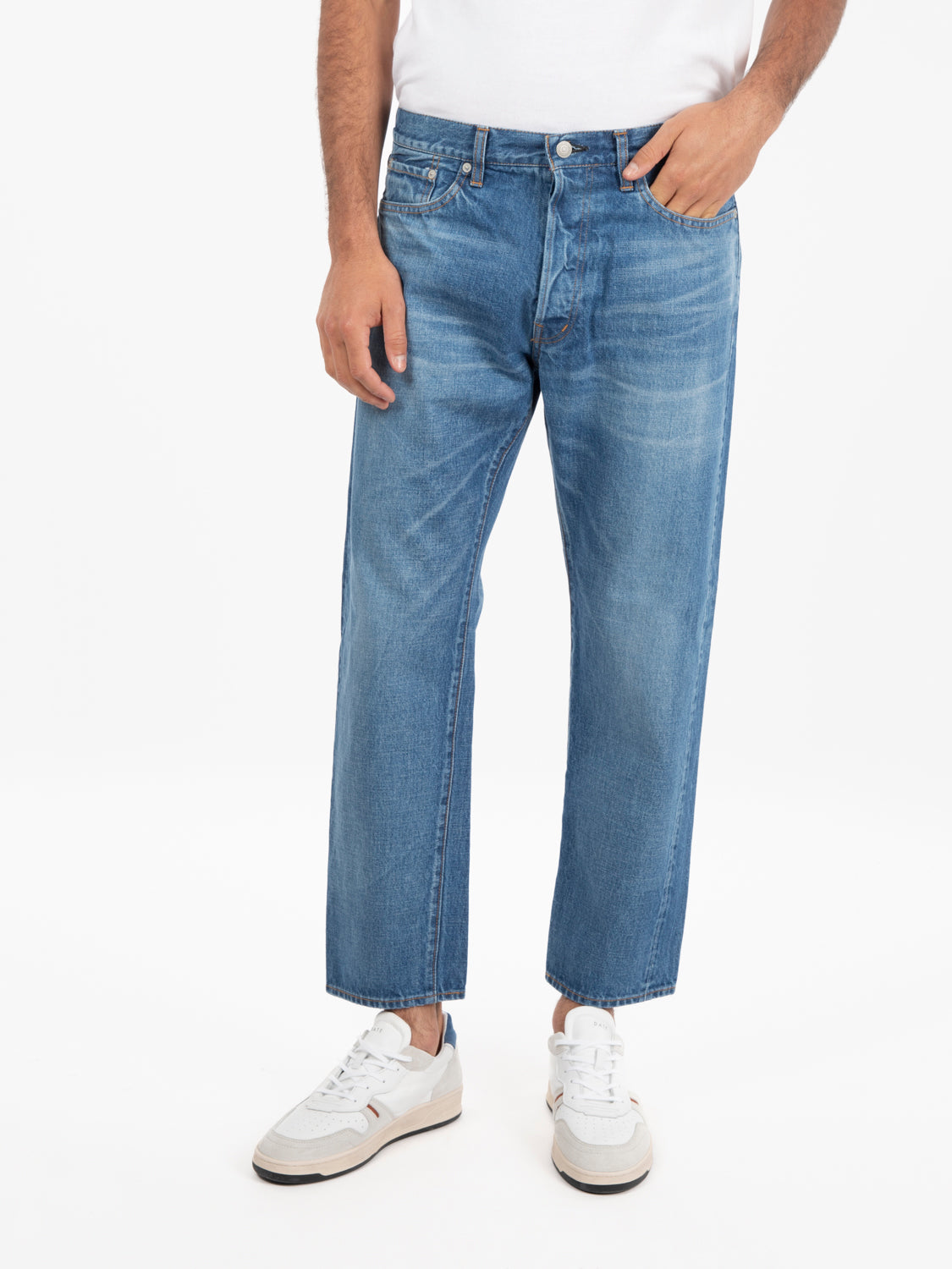 Ordinary Fits - Medium blue ankle used jeans | STIMM