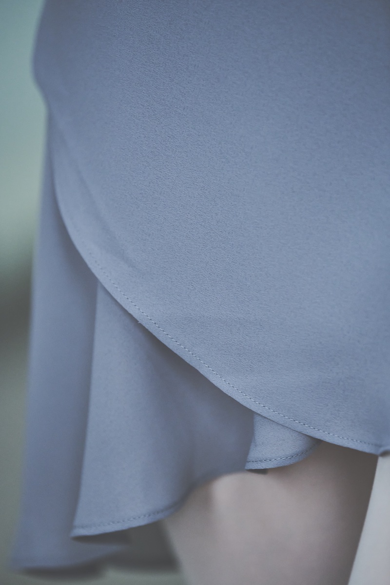 stina / black ribbon wrap skirt / short / gray