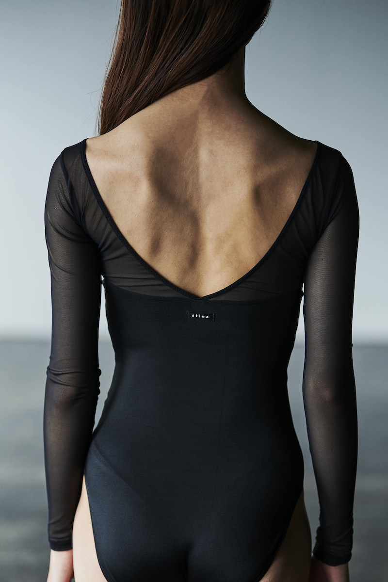 black スティナ stina 長袖レオタード P スティナBlack