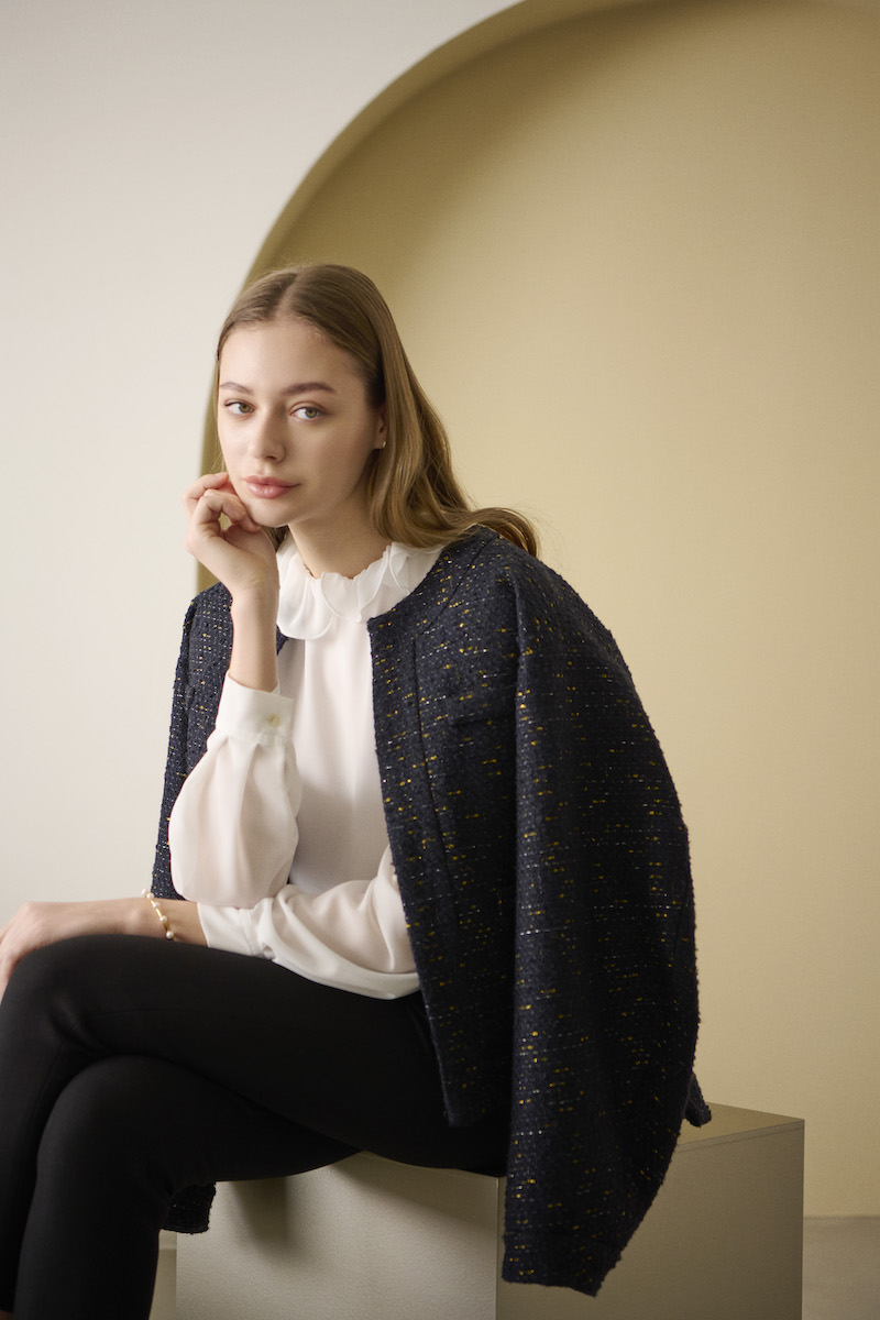 stina / classic tweed jacket / navy