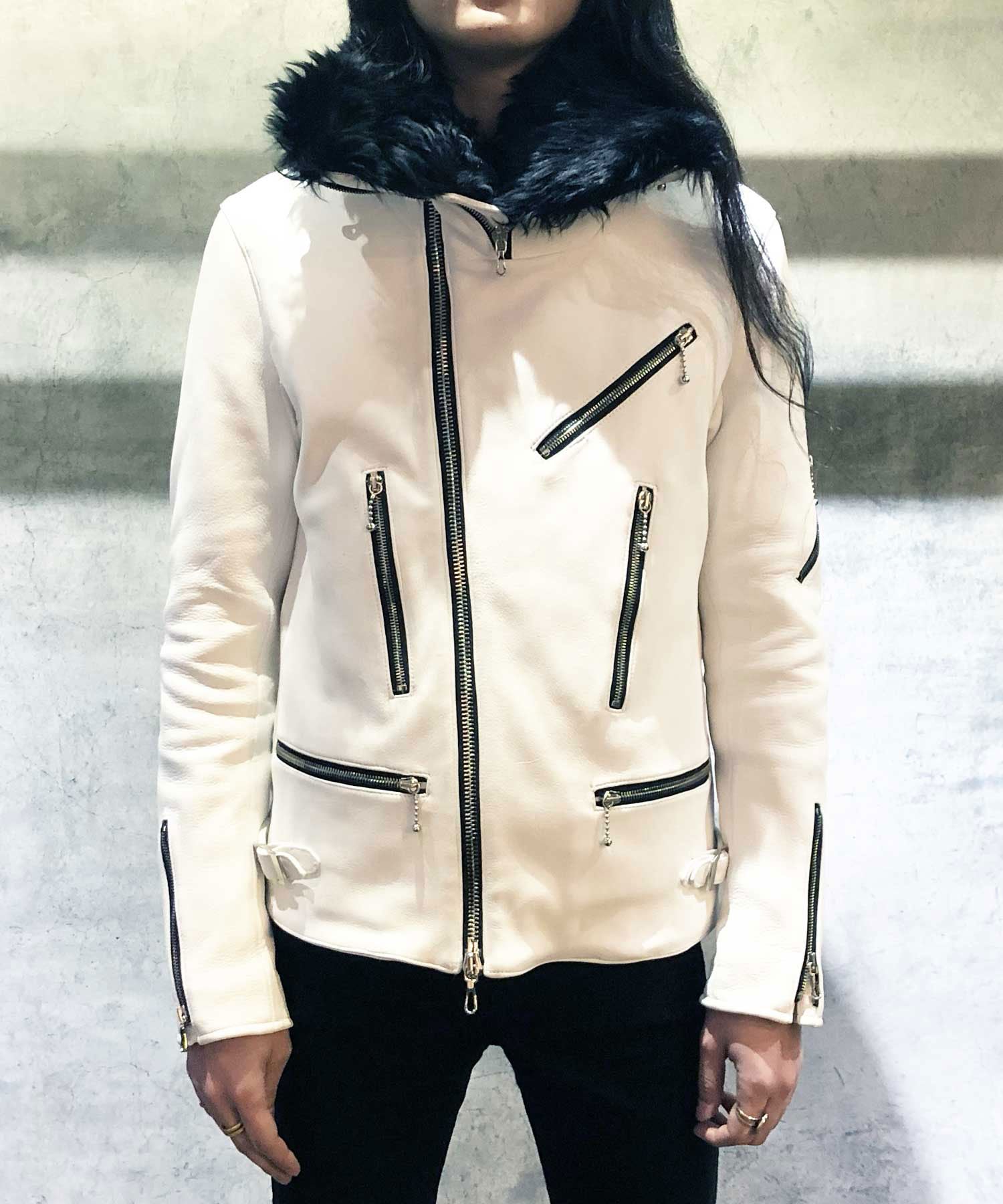 アルデヒド鞣し ディアスキン MAD ライダースジャケット - ピュア