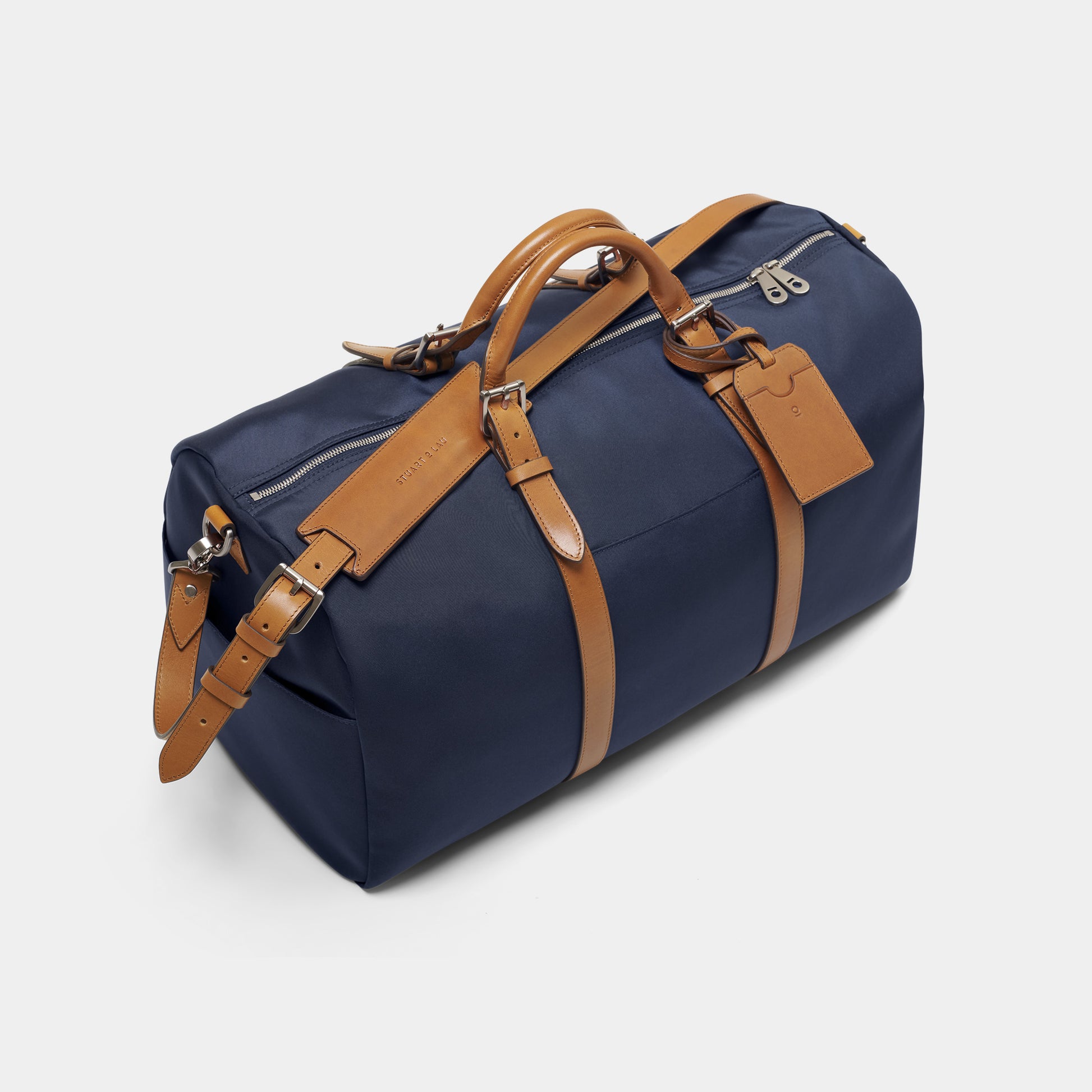 Stuart & Lau | The Monaco - Men's Weekender Bag - Navy and Tan