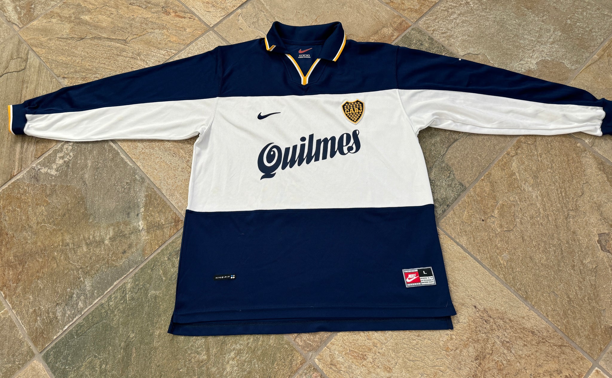 Vintage Boca Juniors Nike Long Sleeve Soccer Jersey, Size Large