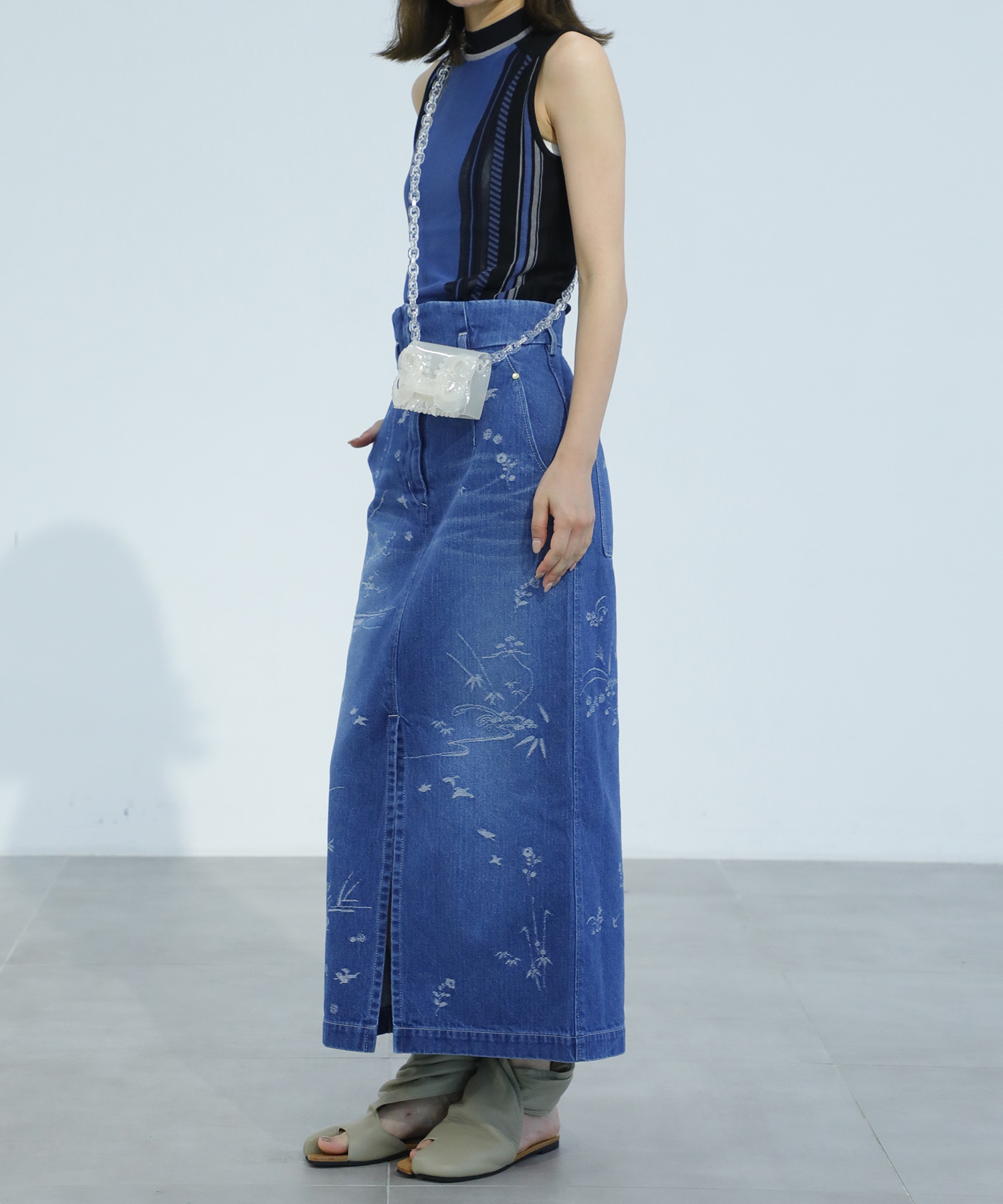 Geometric Pattern Knitted Sleeveless Top(1 NAVY): Mame Kurogouchi