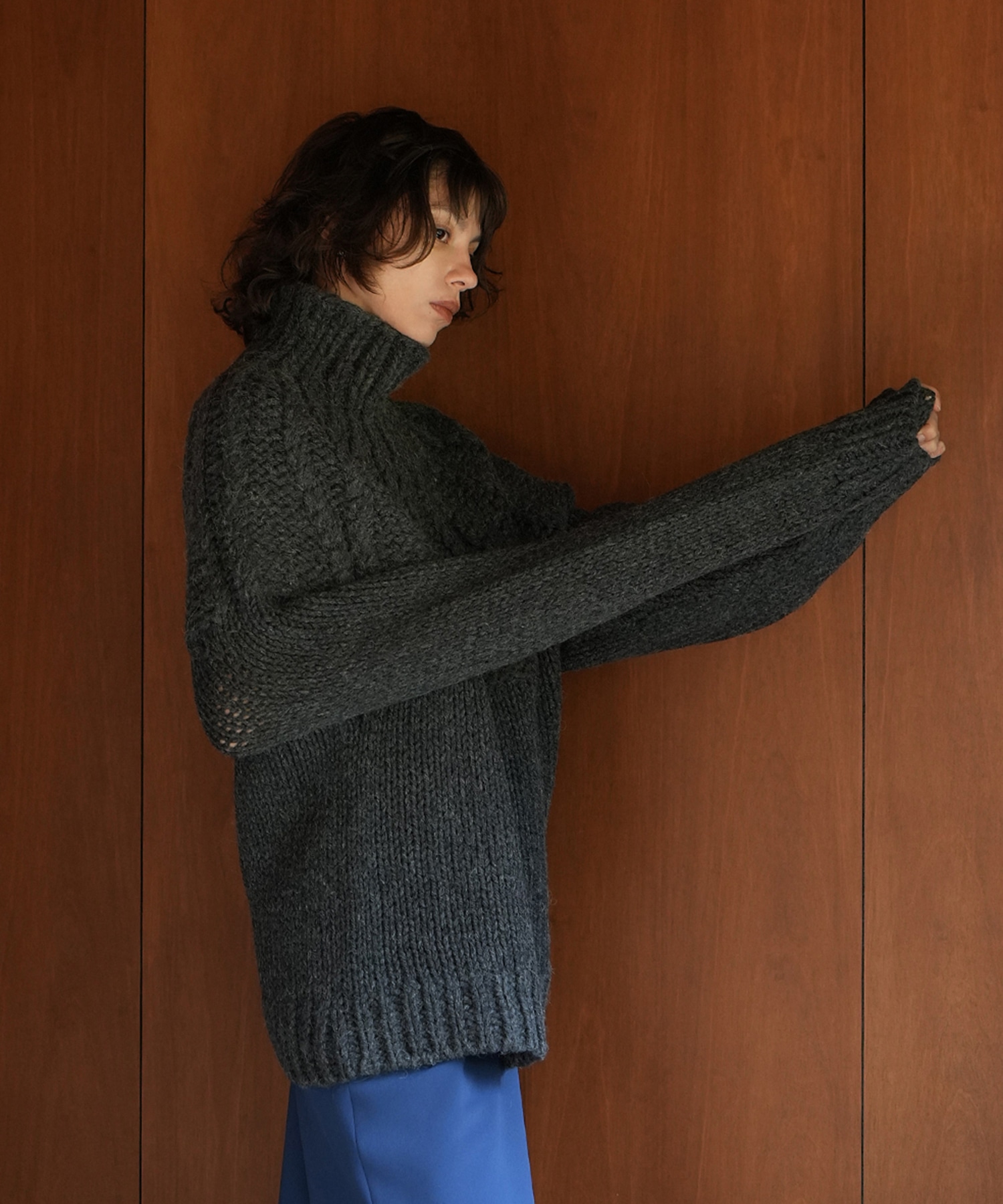 CHUNKY CABLE HAND KNIT TOPS(1 GREY): CLANE: WOMENS｜ STUDIOUS