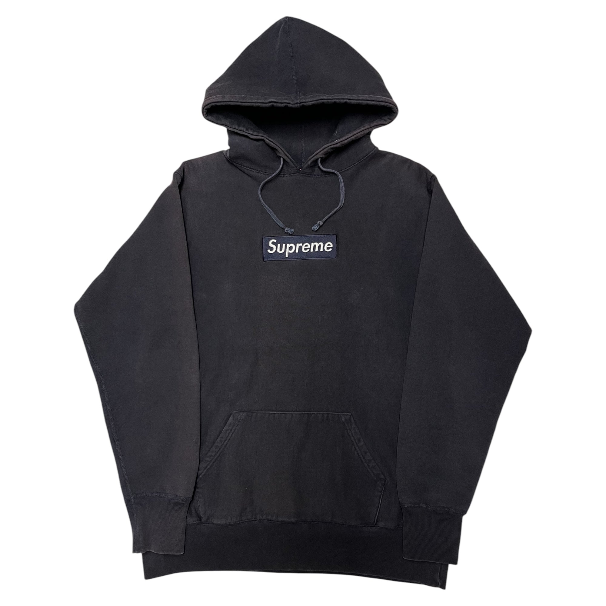 2000 Sun Faded Supreme Box Logo Hoodie - Faded Navy - L