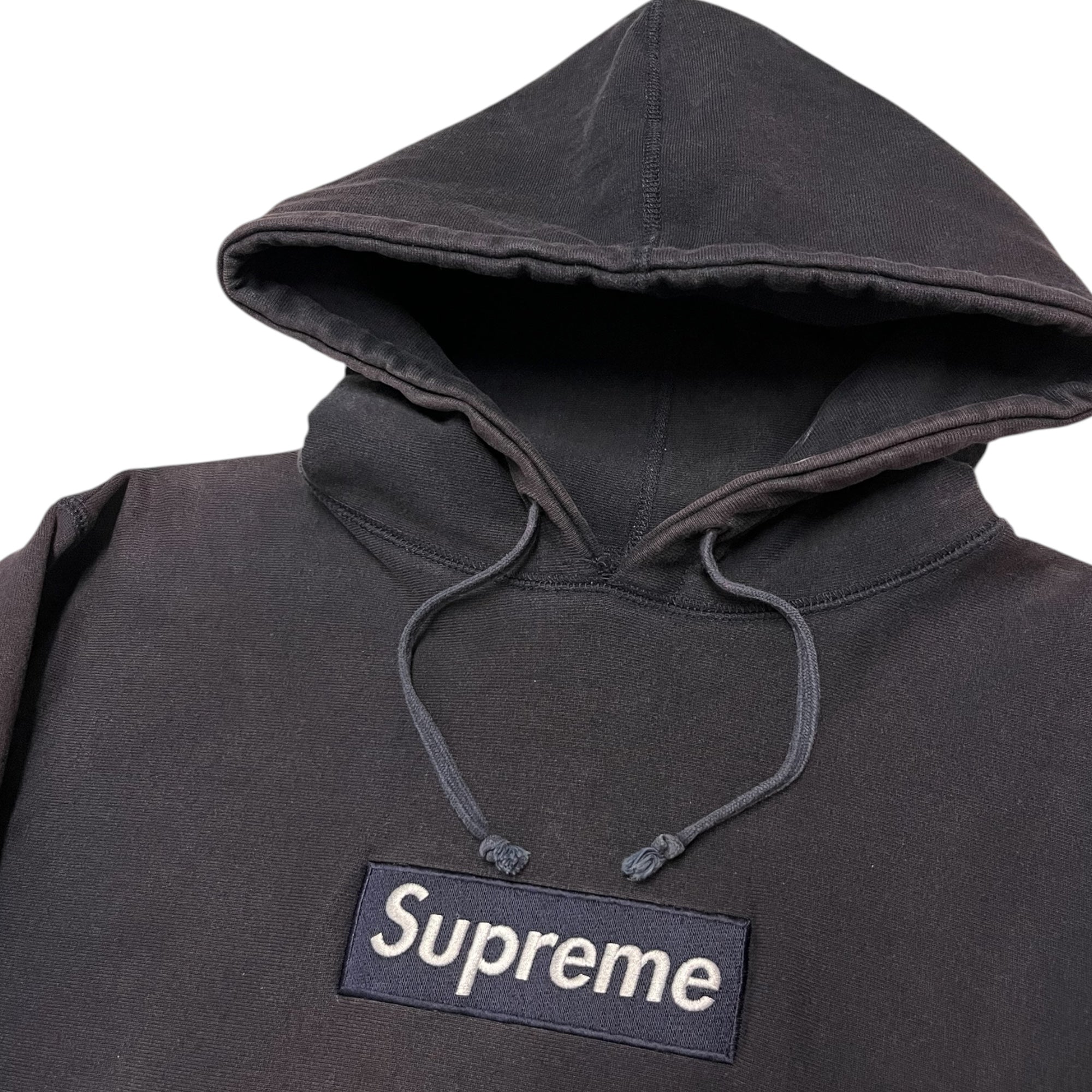 2000 Sun Faded Supreme Box Logo Hoodie - Faded Navy - L