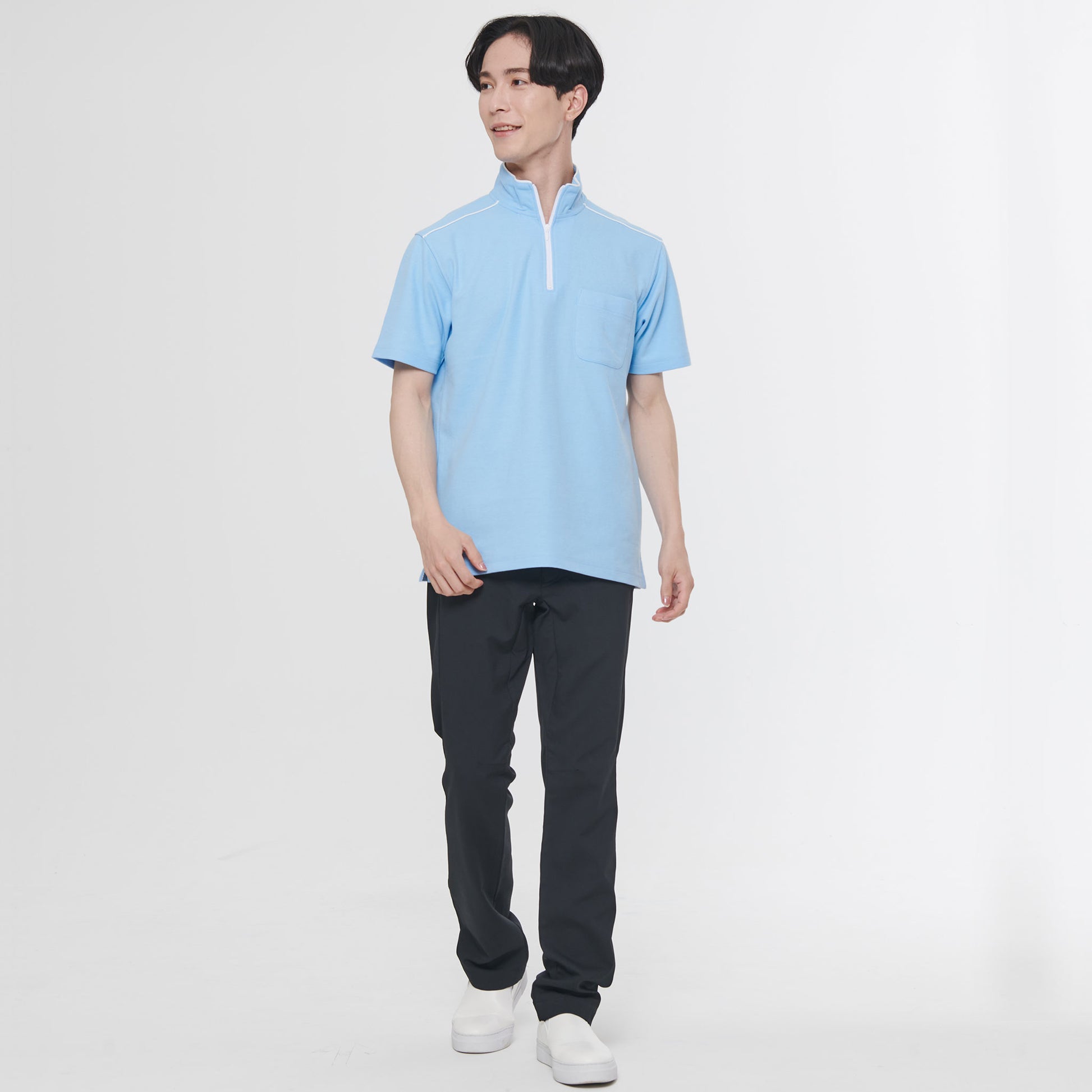 男女兼用スタンドカラー半袖ポロシャツ】 サービス向けユニフォーム